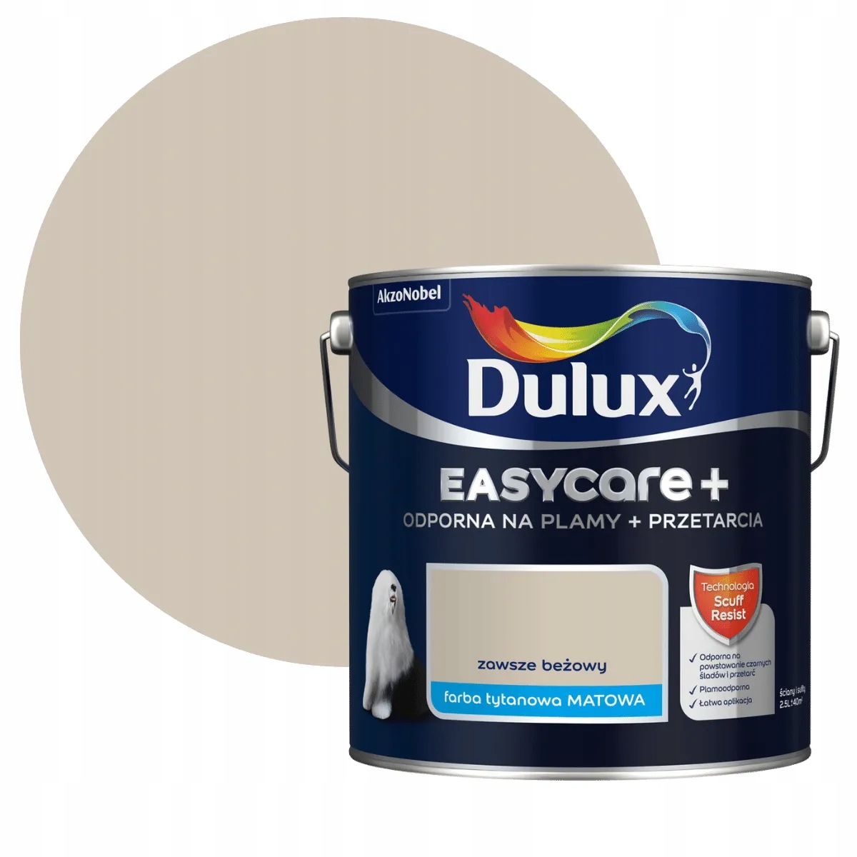 Dulux EasyCare Plus Farba Odporna Na Szorowanie Zawsze Beżowy 2,5L