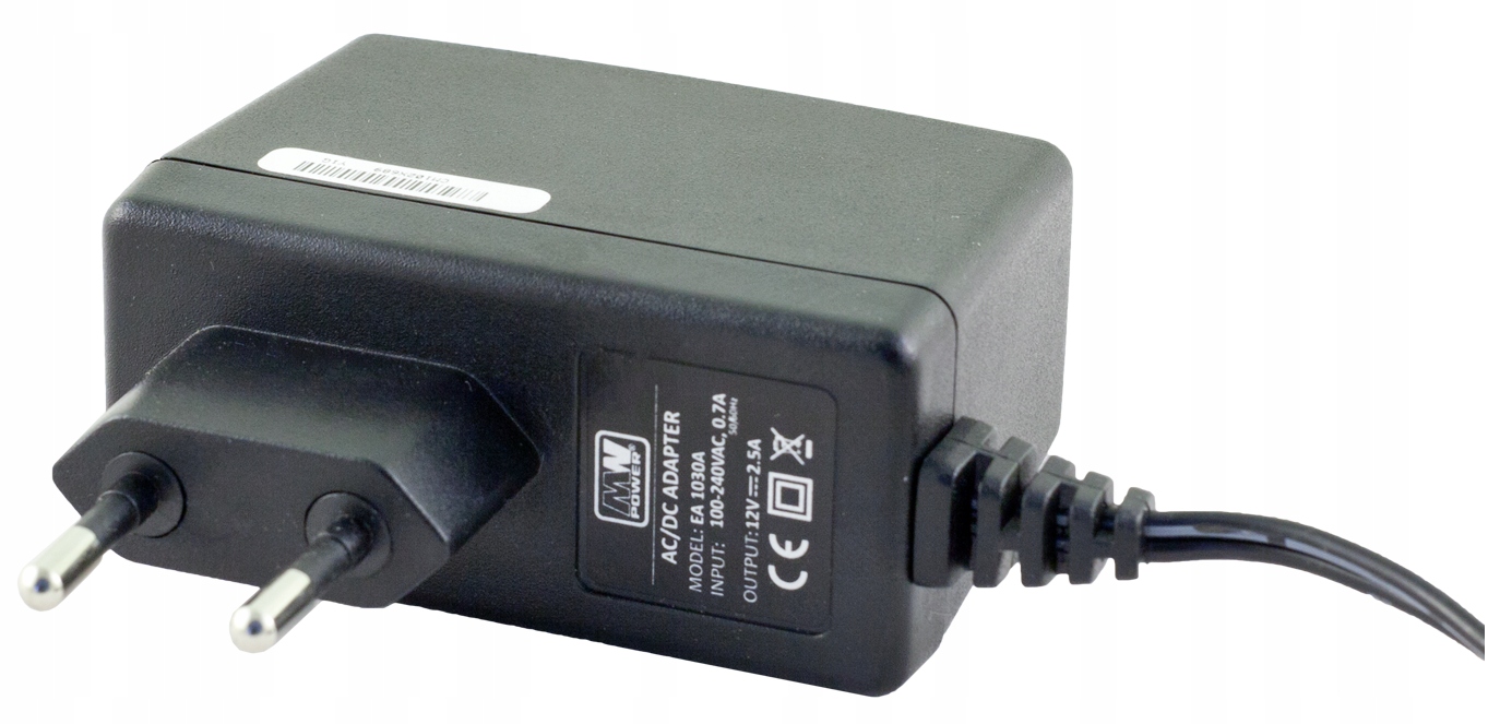 ZASILACZ WTYCZKOWY 12V 2.5A 30W WTYK DC 5,5x2,5mm SIECIOWY ADAPTER MW POWER