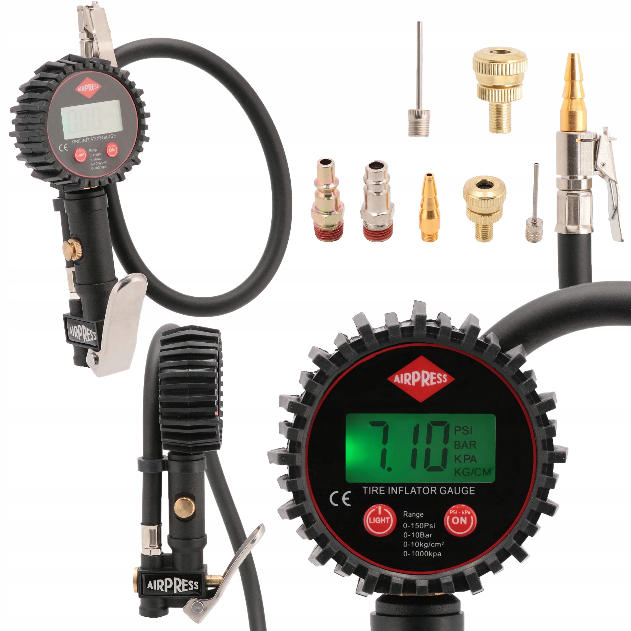 Колесный насосный пистолет с манометром 10 бар