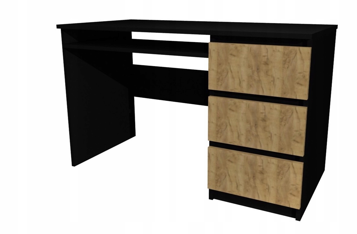 Biurko czarne, fronty dąb craft 120x60 cm