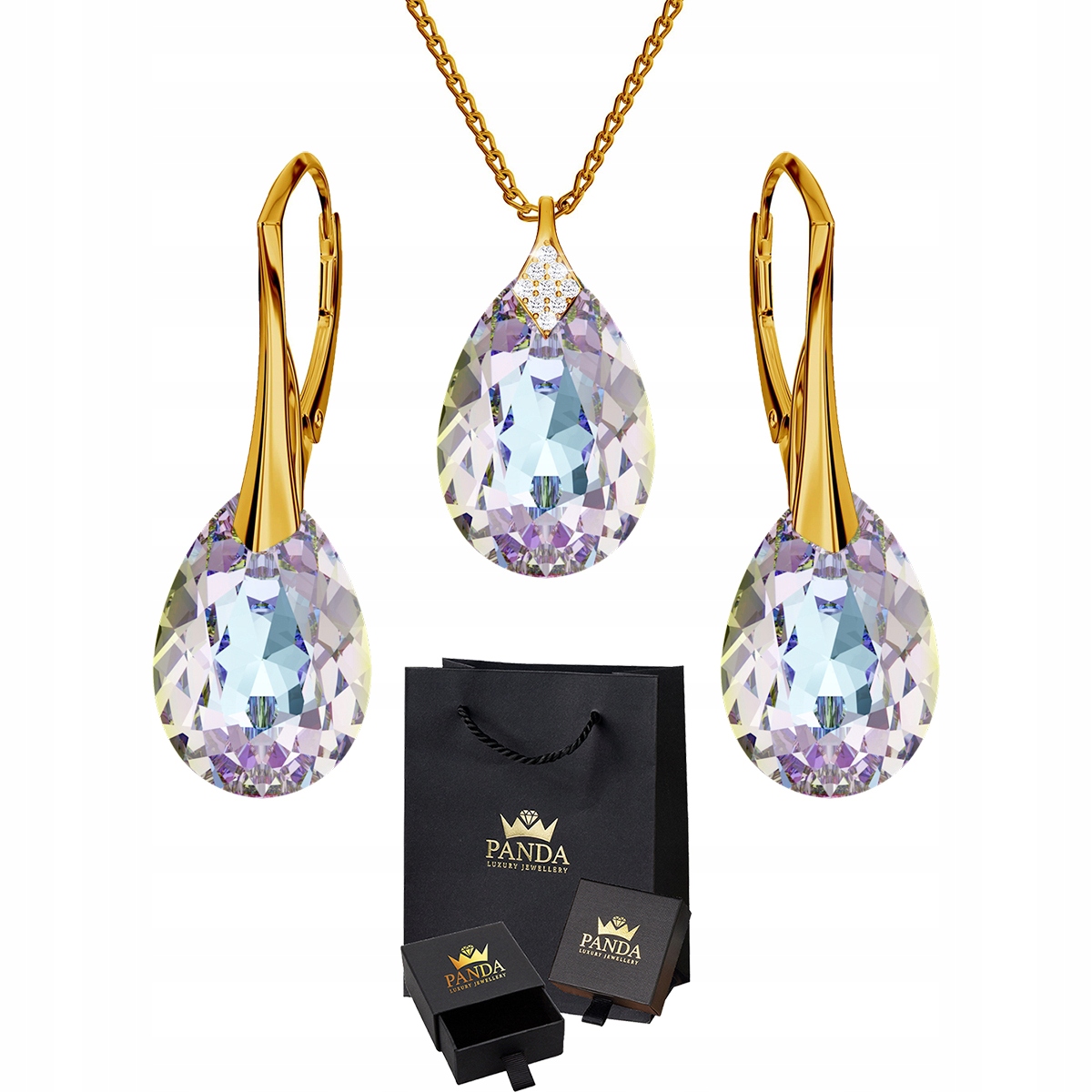 

Pozłacany Komplet Biżuterii Swarovski Srebro 925