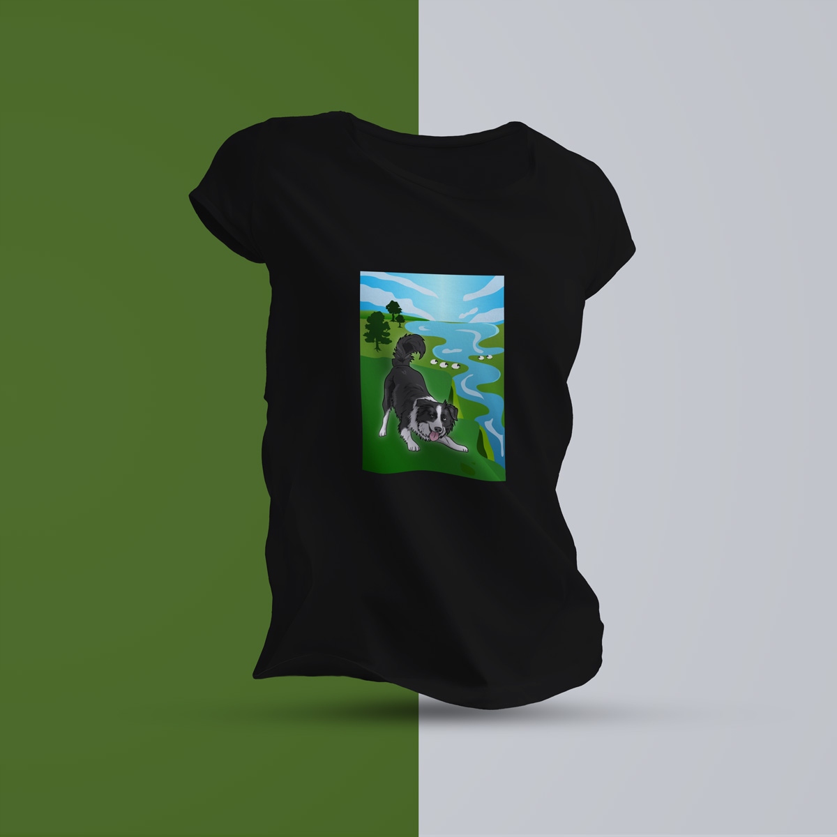 

Koszulka damska border collie widok Szkocja