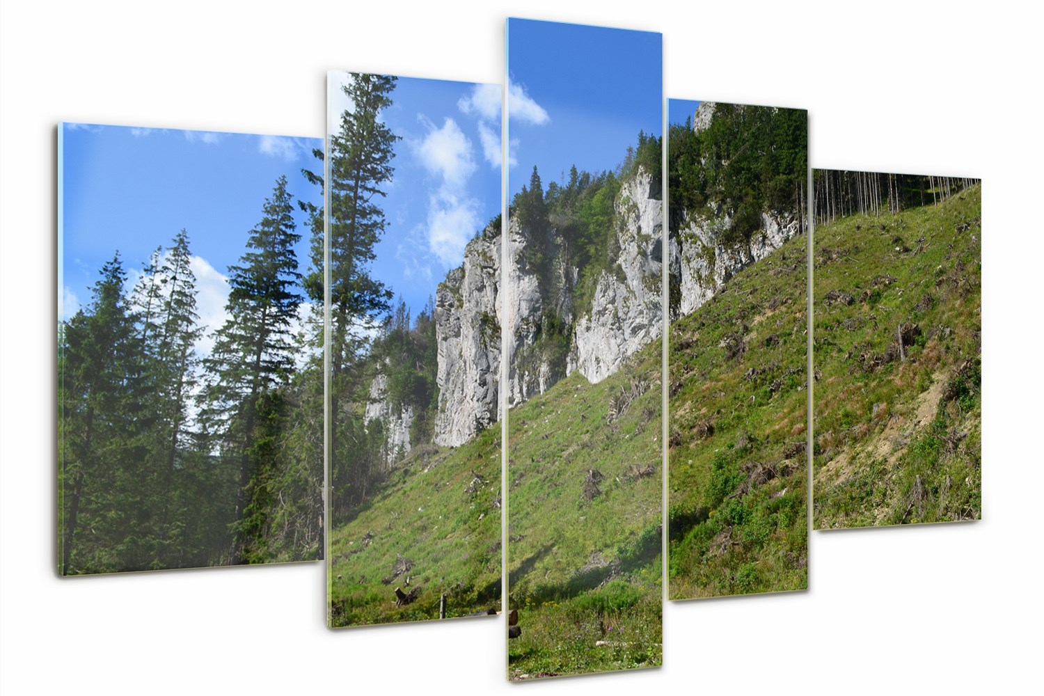Skleněný triptych na zeď Skalnaté vrcholy