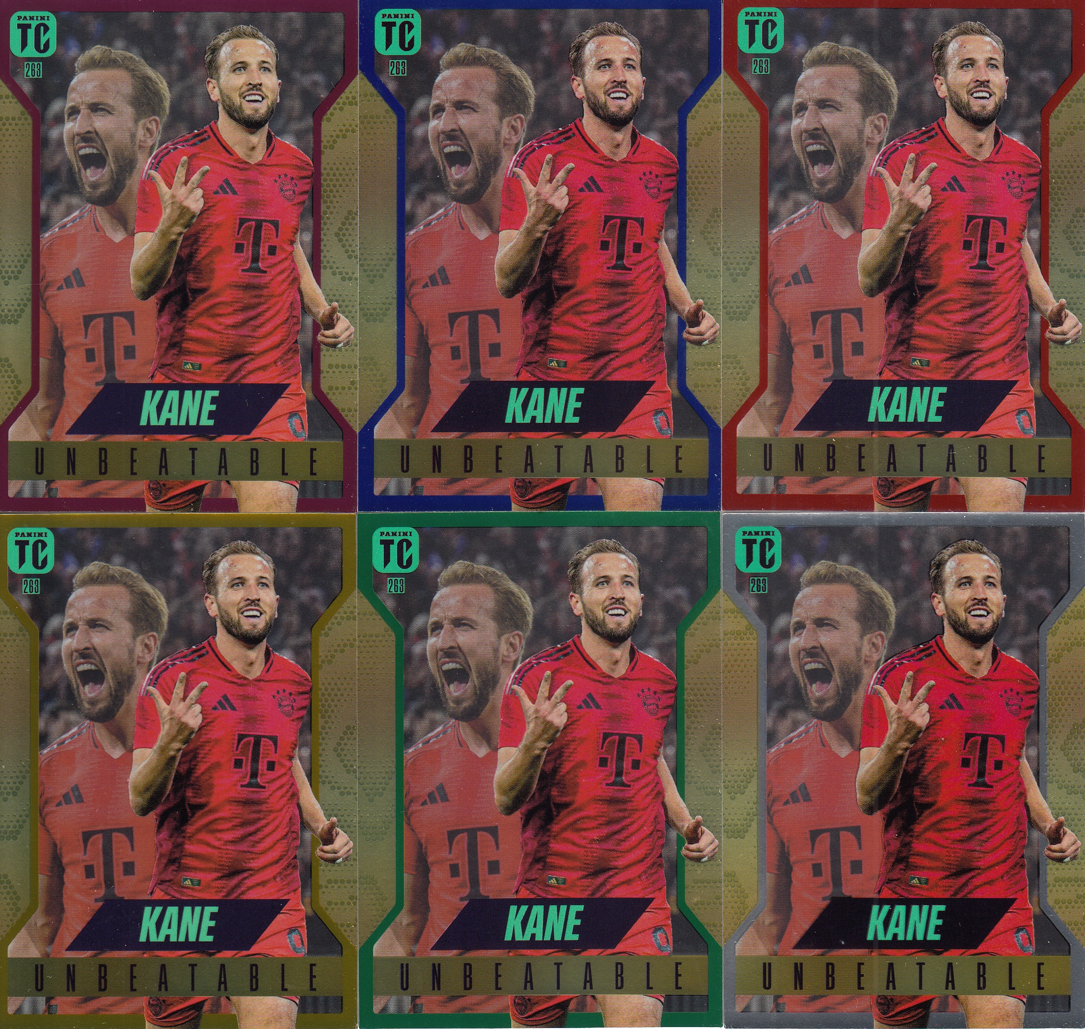 Top Class 2025 Fifa Kane Unbeatable 263 sada 6 karet červená zelená modrá zlatá
