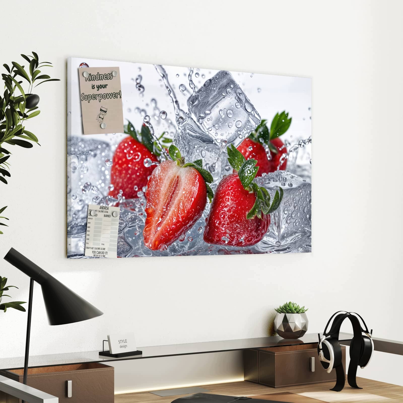 Magnetická tabule Jahody Voda 60 × 40 cm
