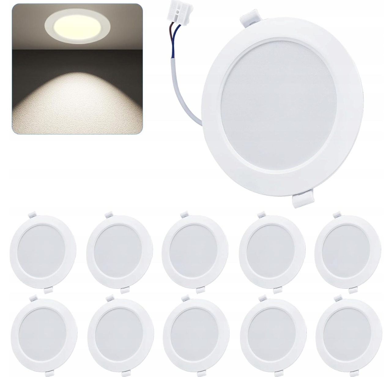 10x Biały Reflektor Oczko Oprawa Sufitowa Led Wpuszczana 230V 9W 4000K