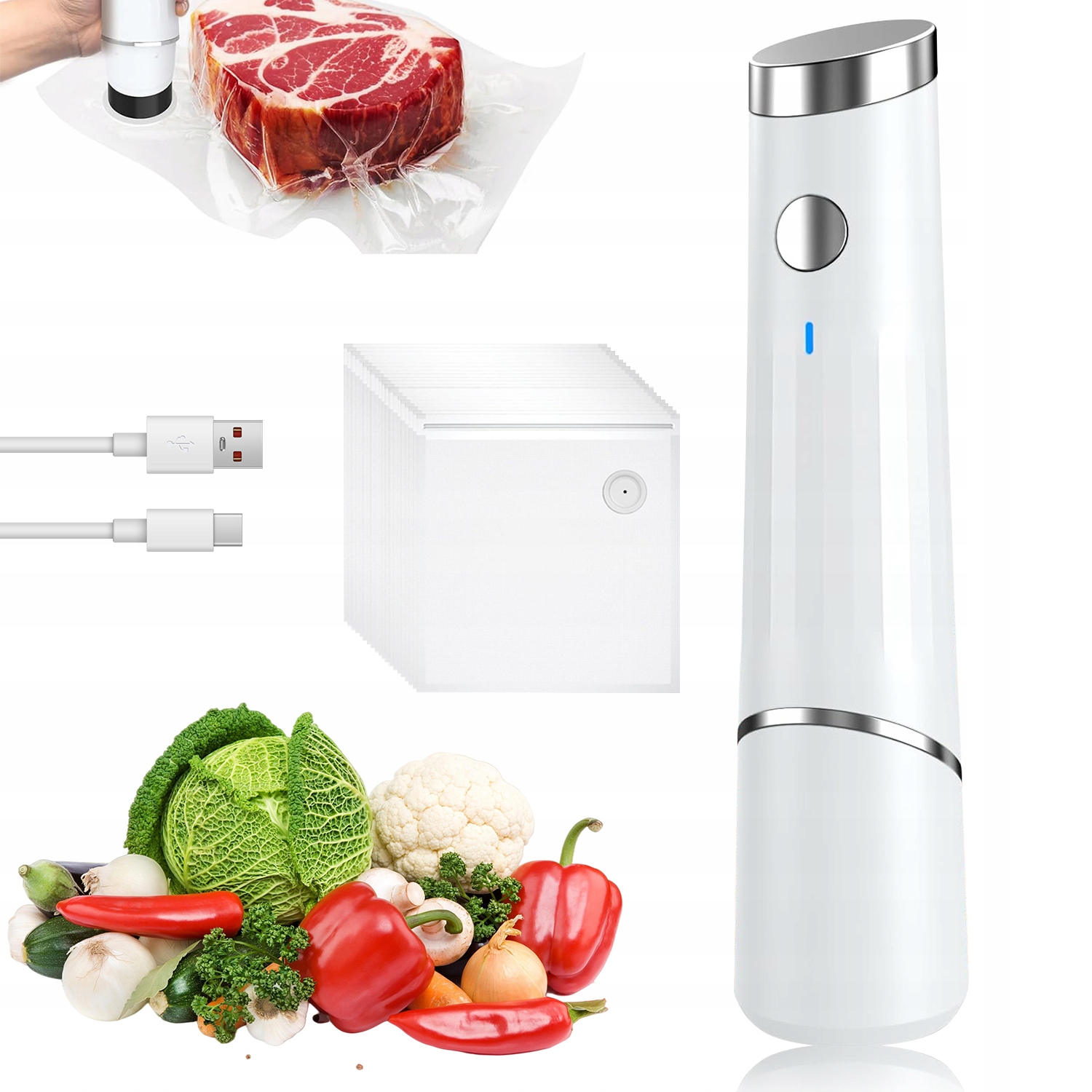 Levně Svářečka Pro Vakuové Balení Jedním Tlačítkem Pro Maso Zeleniny Usb