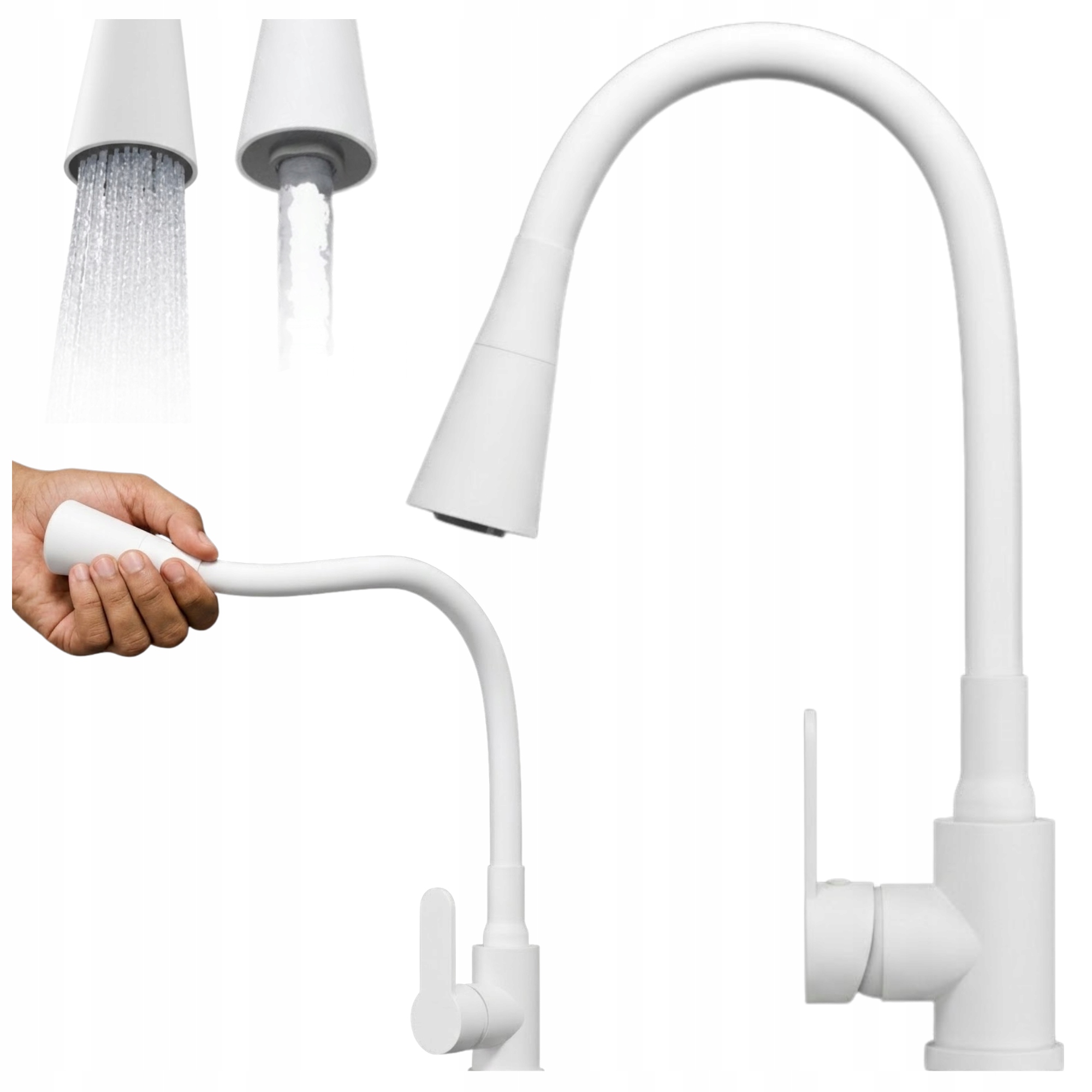 Kuchyňská Baterie Flexibilní Ramínko Flexo Kohoutek Bílý Ohebný Výtok