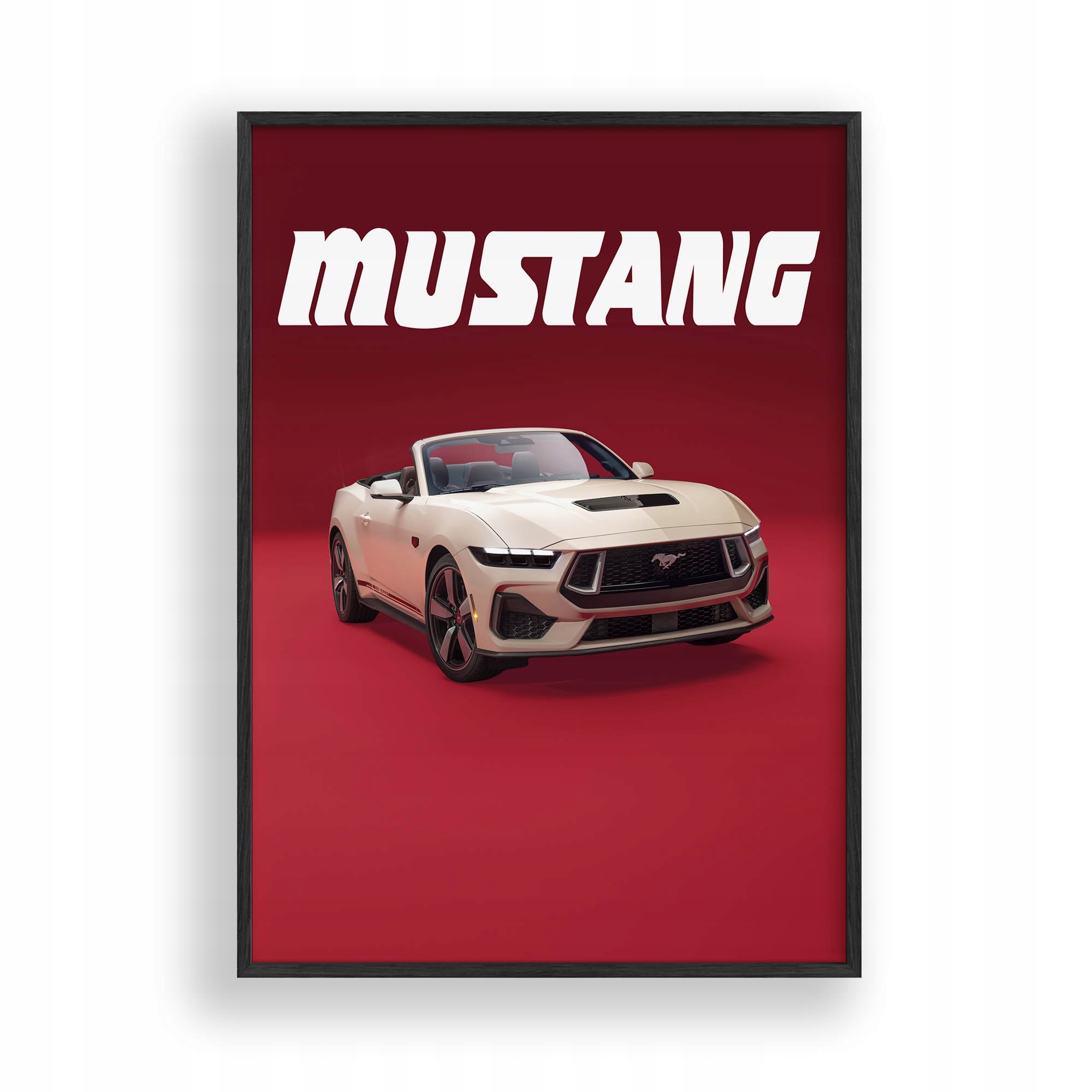 Obraz Auto Ford Mustang Cabrio Plakát Rámeček Dřevěný Černý 30x42 cm