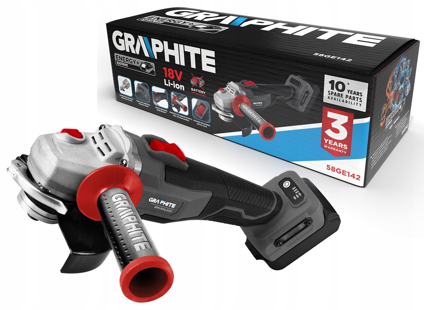 Szlifierka kątowa akumulatorowa z regulacją obrotów 125mm Energy+ Graphite