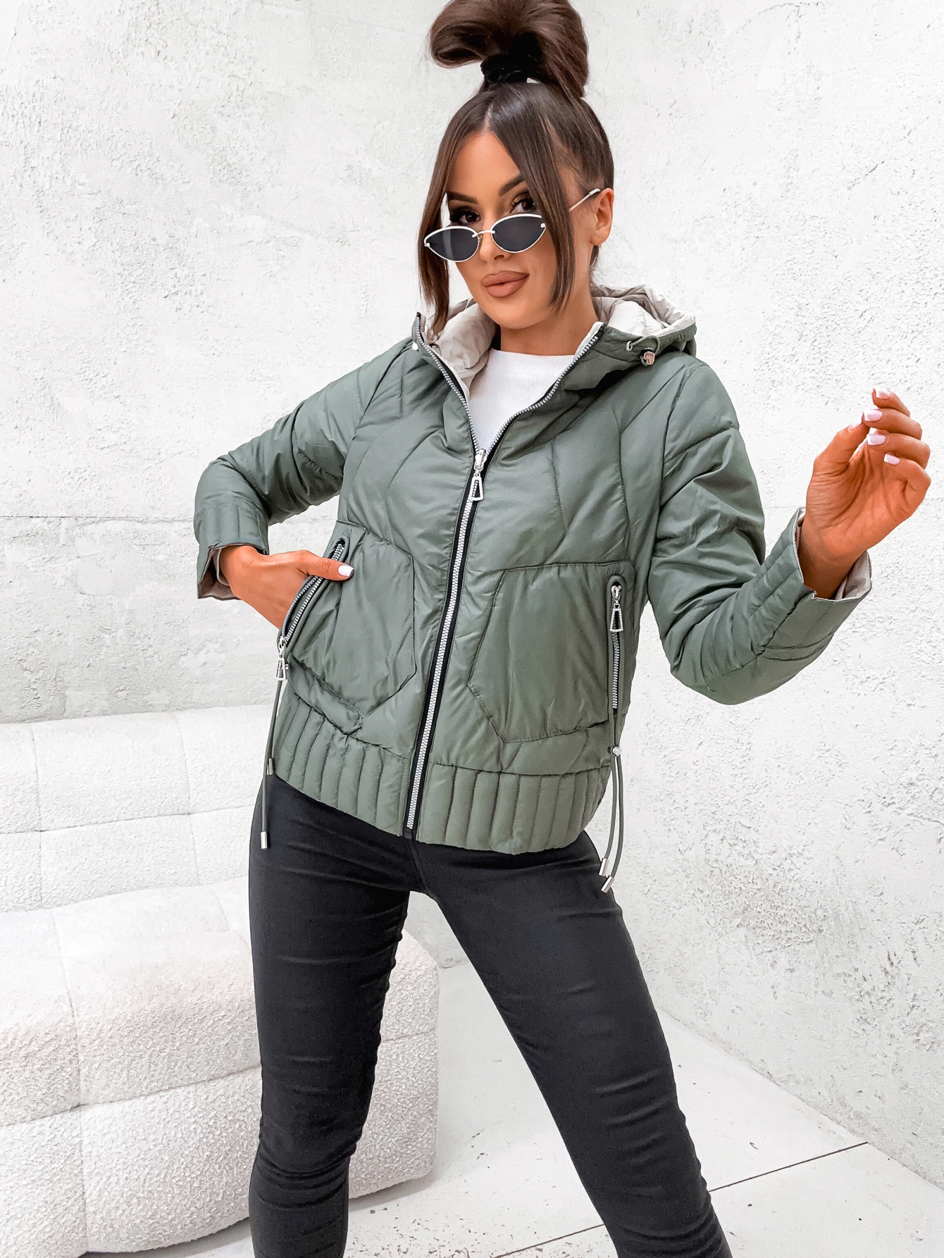 JESIENNA_DWUSTRONNA_Pikowana Modna Przejściówka - XL Marka inna