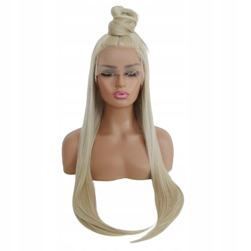 Paruka Lace Front platinová Blond 40/55/80 cm 2 čepice Bonus