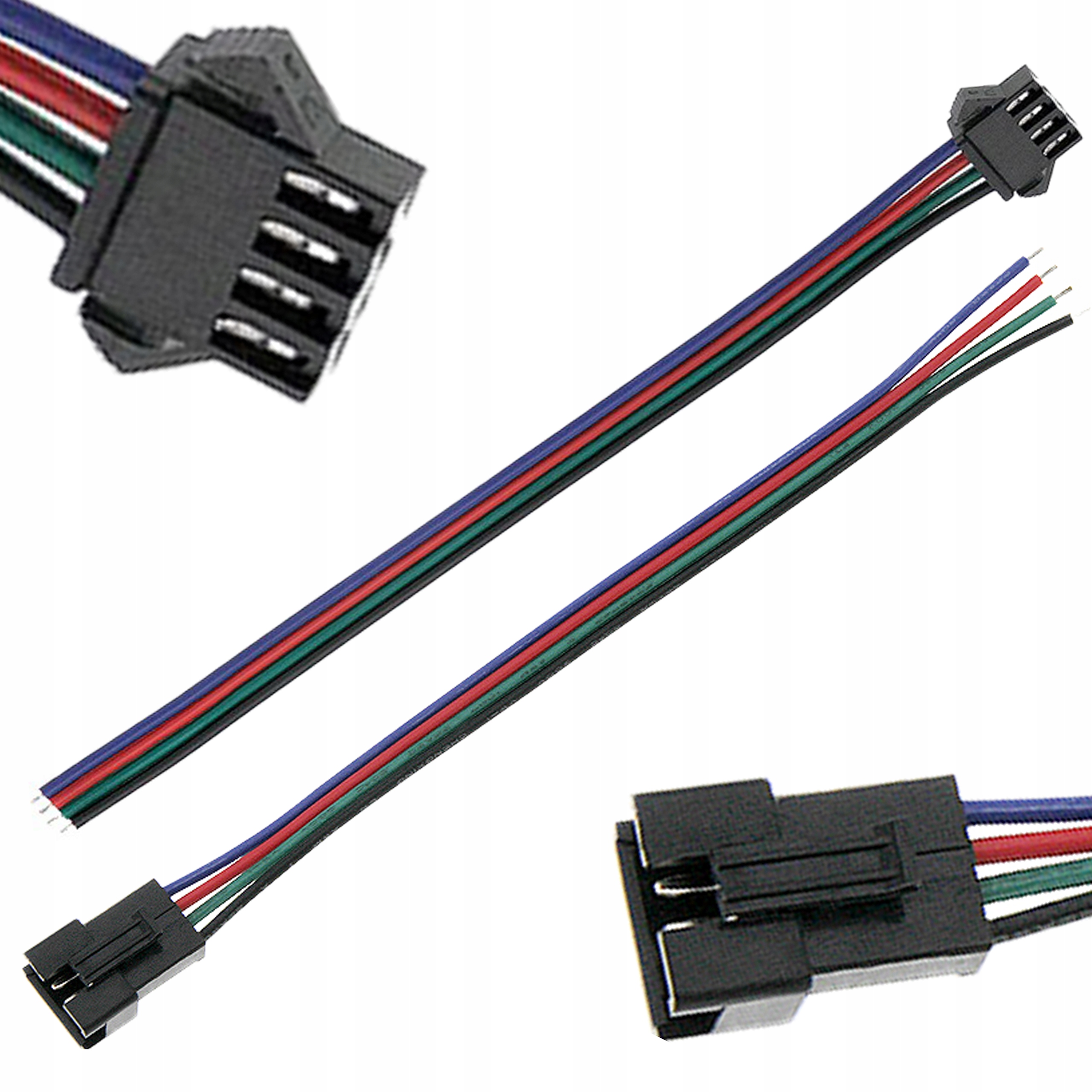 KONEKTOR 4PIN DO TAŚM LED RGB ZŁĄCZE GNIAZDO WTYK MĘSKI ŻEŃSKI 15 cm