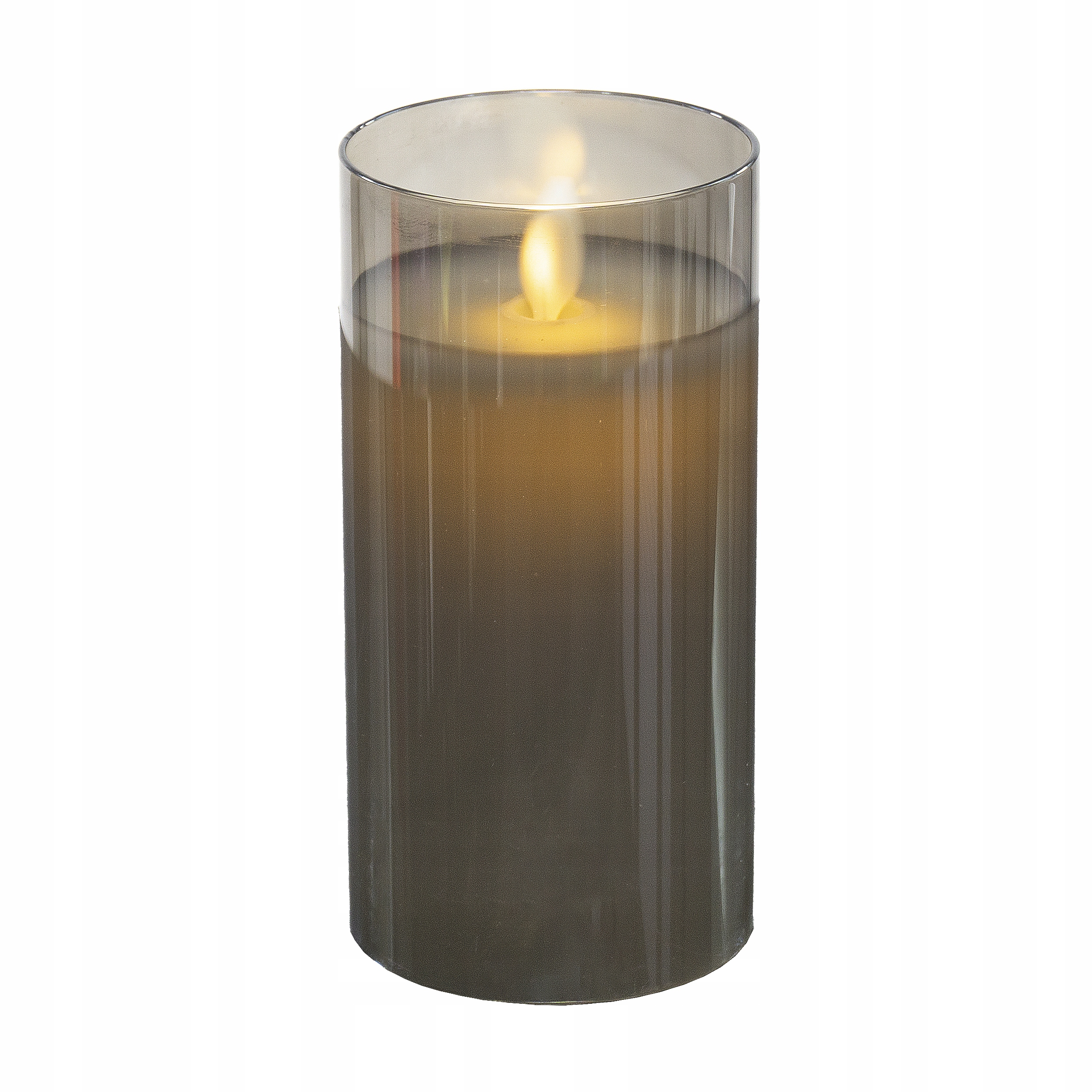 

Świeca Led wosk w szkle dymionym na baterie 15cm