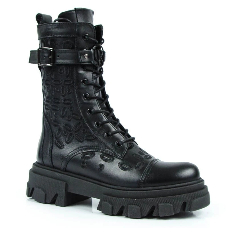 CARINII B8360 BOTKI WORKERY SKÓRA LICO CZARNE 39