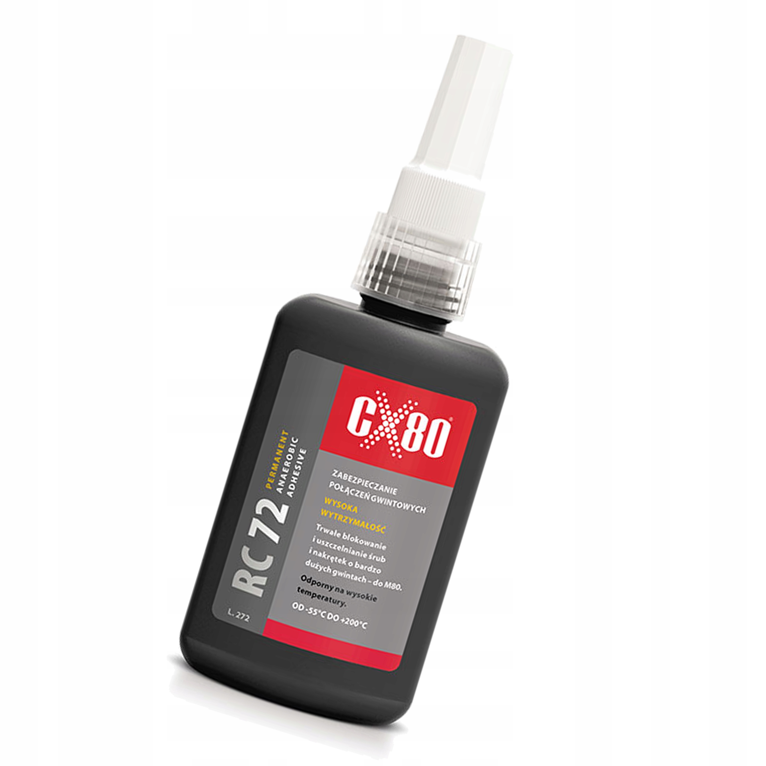 RC72 Červené lepidlo na velké závity L272 Silné Trvanlivé 250 ml