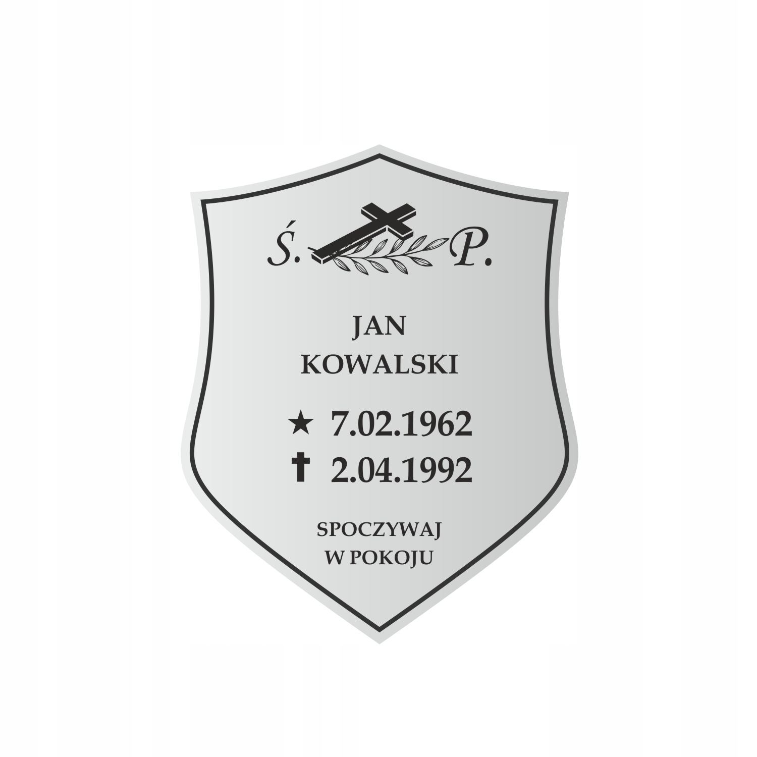 Tabliczka nagrobkowa na krzyż grób - grawerowana