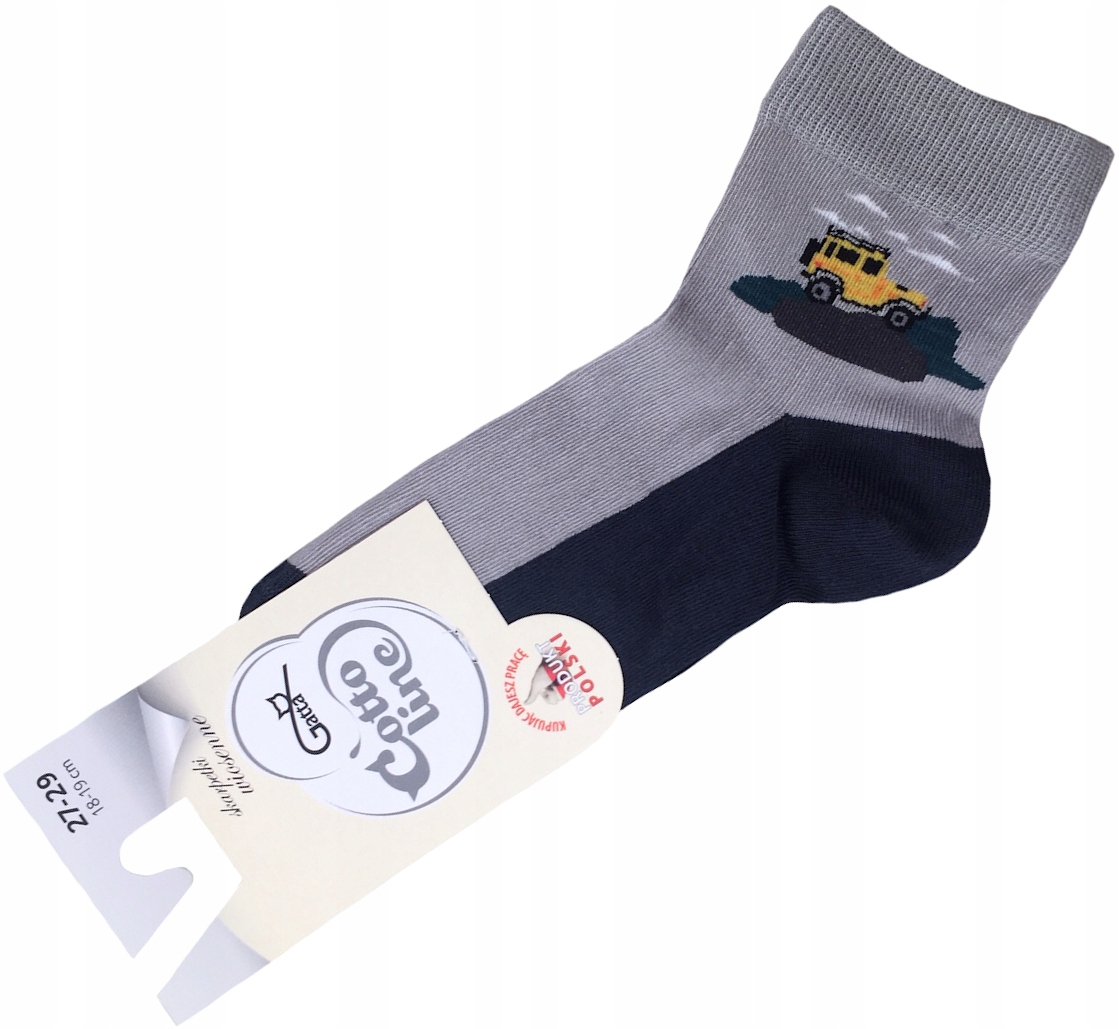 

Skarpetki r. 27/29 szare z samochodem 18-19 cm