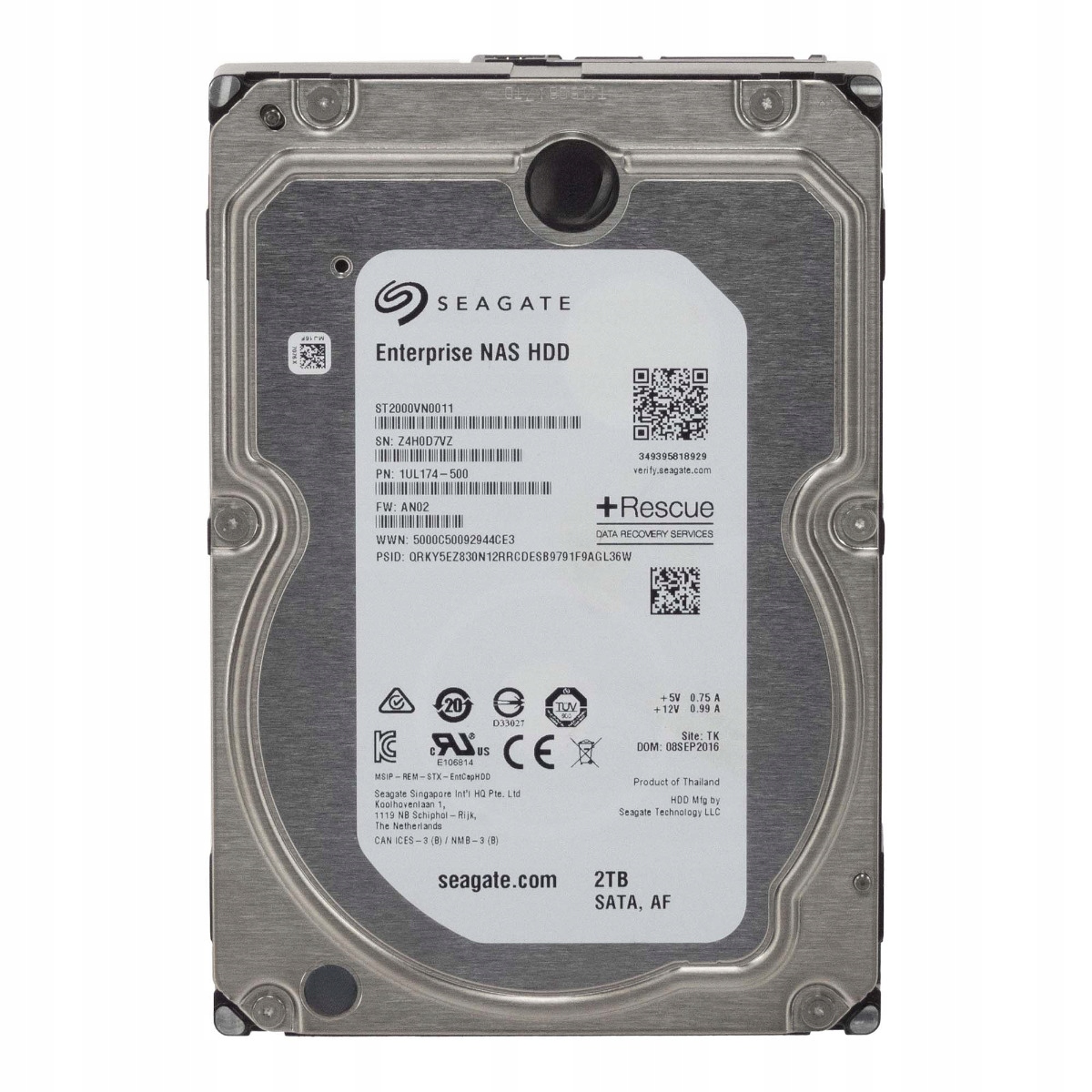 Seagate Enterprise Nas Hdd 2TB 7.2K 128MB Sata III 3.5'' ST2000VN0011