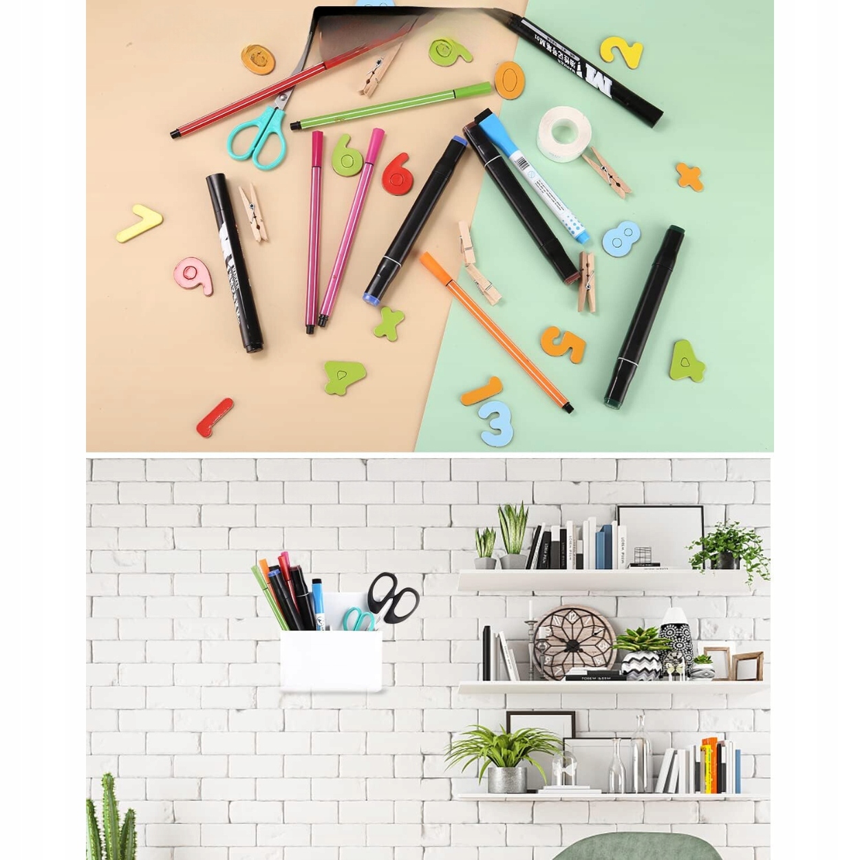 ZESTAW UCHWYT PRZYBORNIK POJEMNIK NA MARKERY + GĄBKA MAGNESY Stan opakowania oryginalne