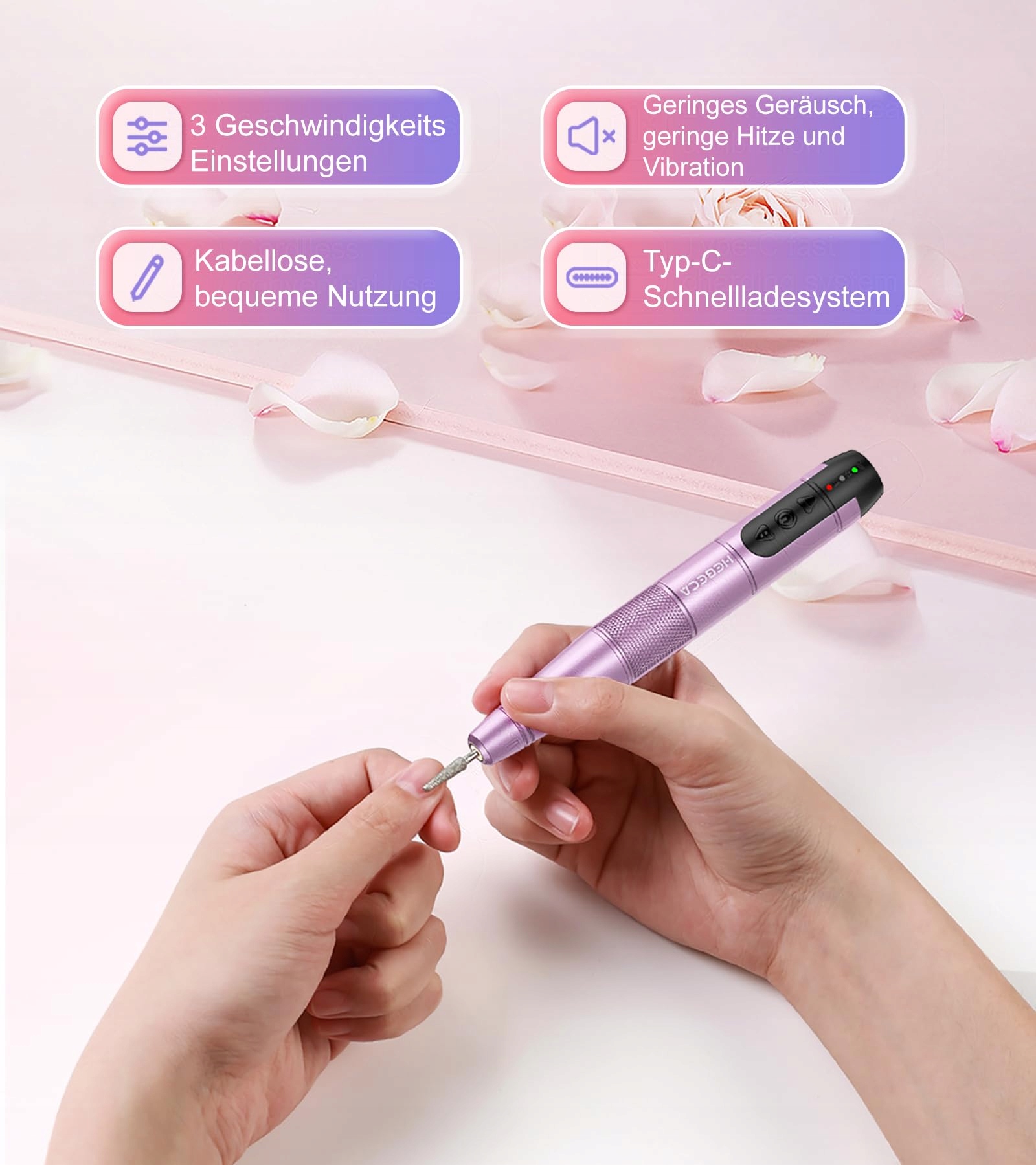 HEBECA Bezprzewodowa Frezarka Do Paznokci 20000 RPM Zestaw Manicure — miniatura 6