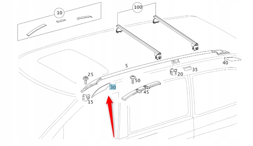 OSLONA RELINGU MERCEDES VITO V KLASA W447 PRAWA P