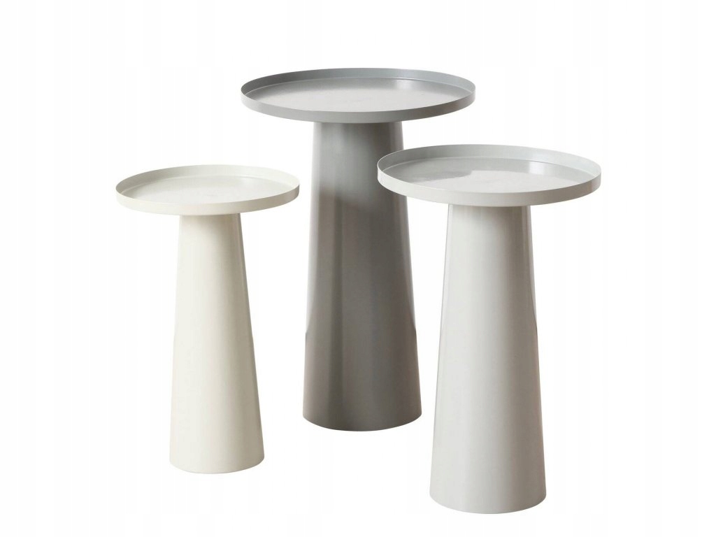 Sada šedých kávových stolků Jacky, 3 pomocné stolky