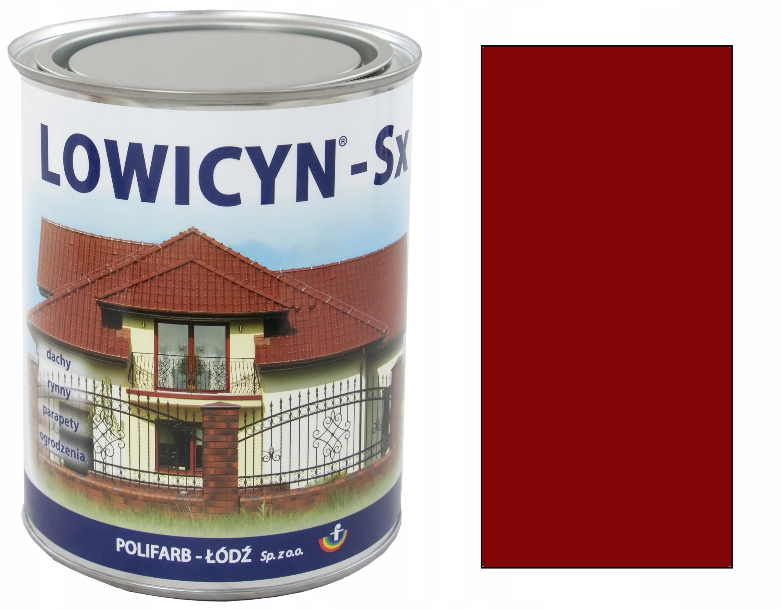 Lowicyn Sx farba na ocynk Polifarb Łódź Czerwony Winny RAL3005 Połysk 10L