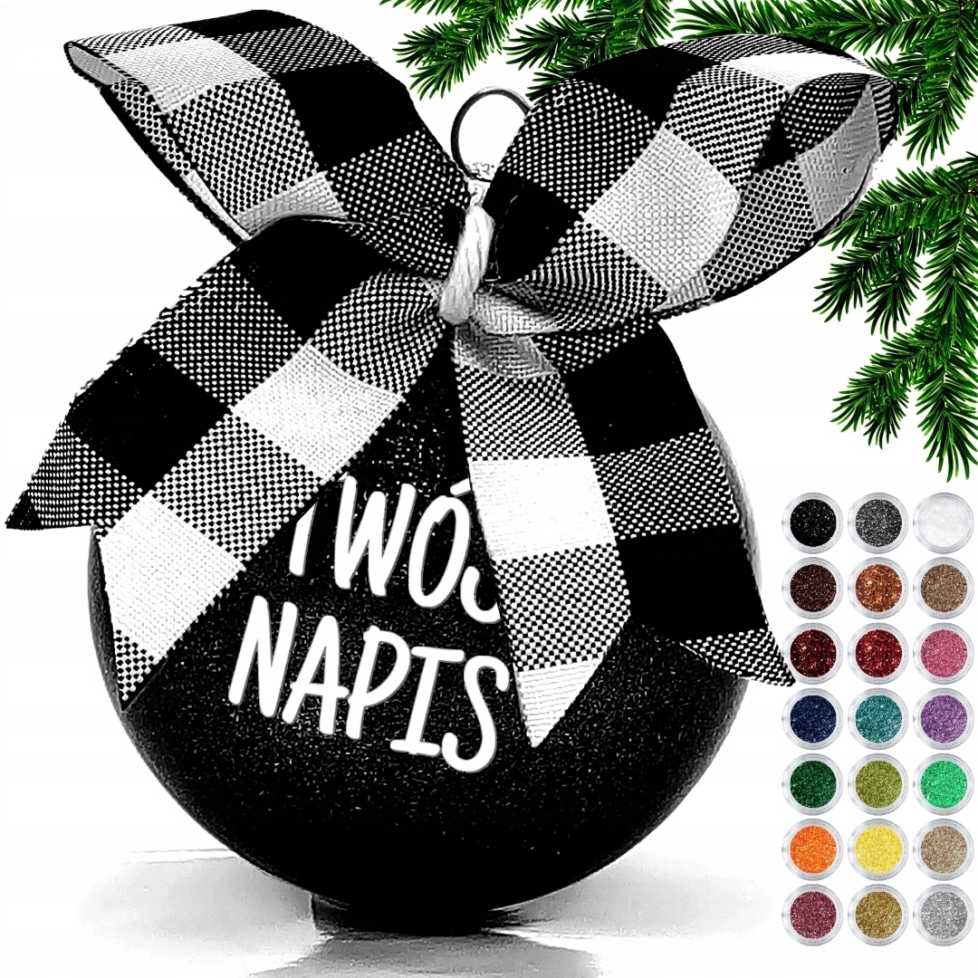 

PK25C Czarna bombka na choinkę Personalizowana