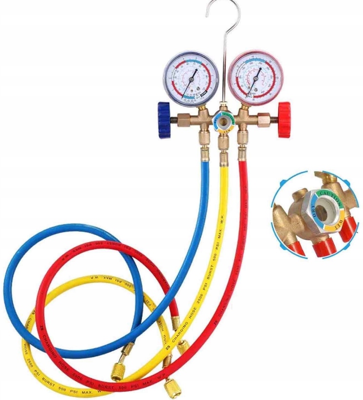 Zestaw manometrów R12, R22, R-404a, R134a