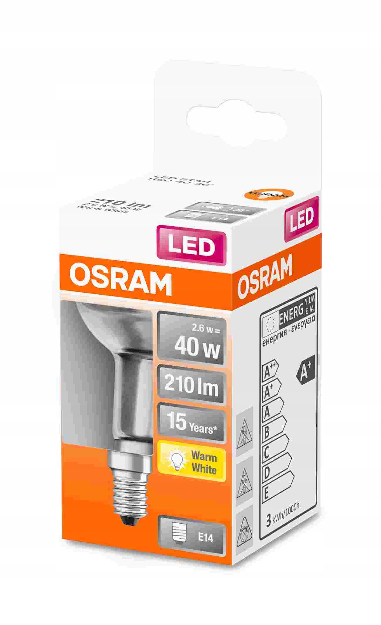 ŻARÓWKA LED REFLEKTOR R50 2,6W=40W E14 2700K OSRAM Marka Osram