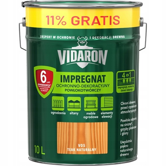 Vidaron Impregnat ochronny powłokotwórczy 10L Teak Naturalny V05