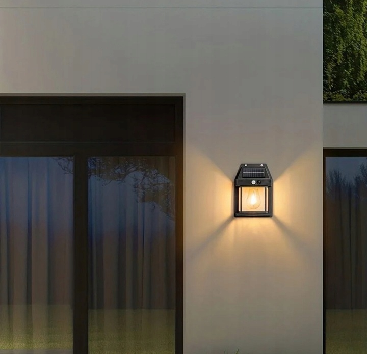 LAMPA HALOGEN LED SOLARNA Z CZUJNIKIEM RUCHU I ZMIERZCHU LATARENKA Kształt prostokątny