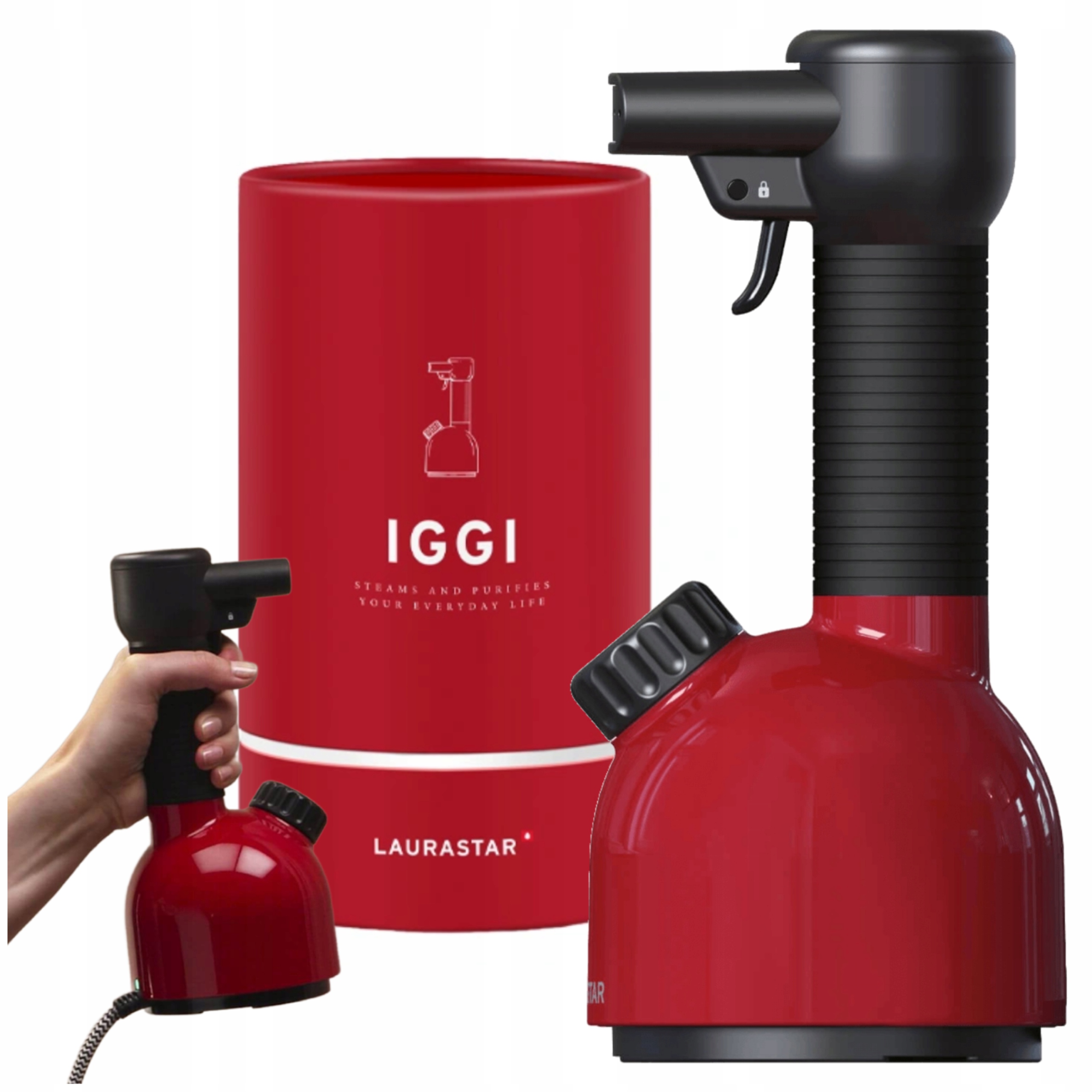 Parownica do ubrań Steamer Przenośna Sucha Para Laurastar Iggi Original Red