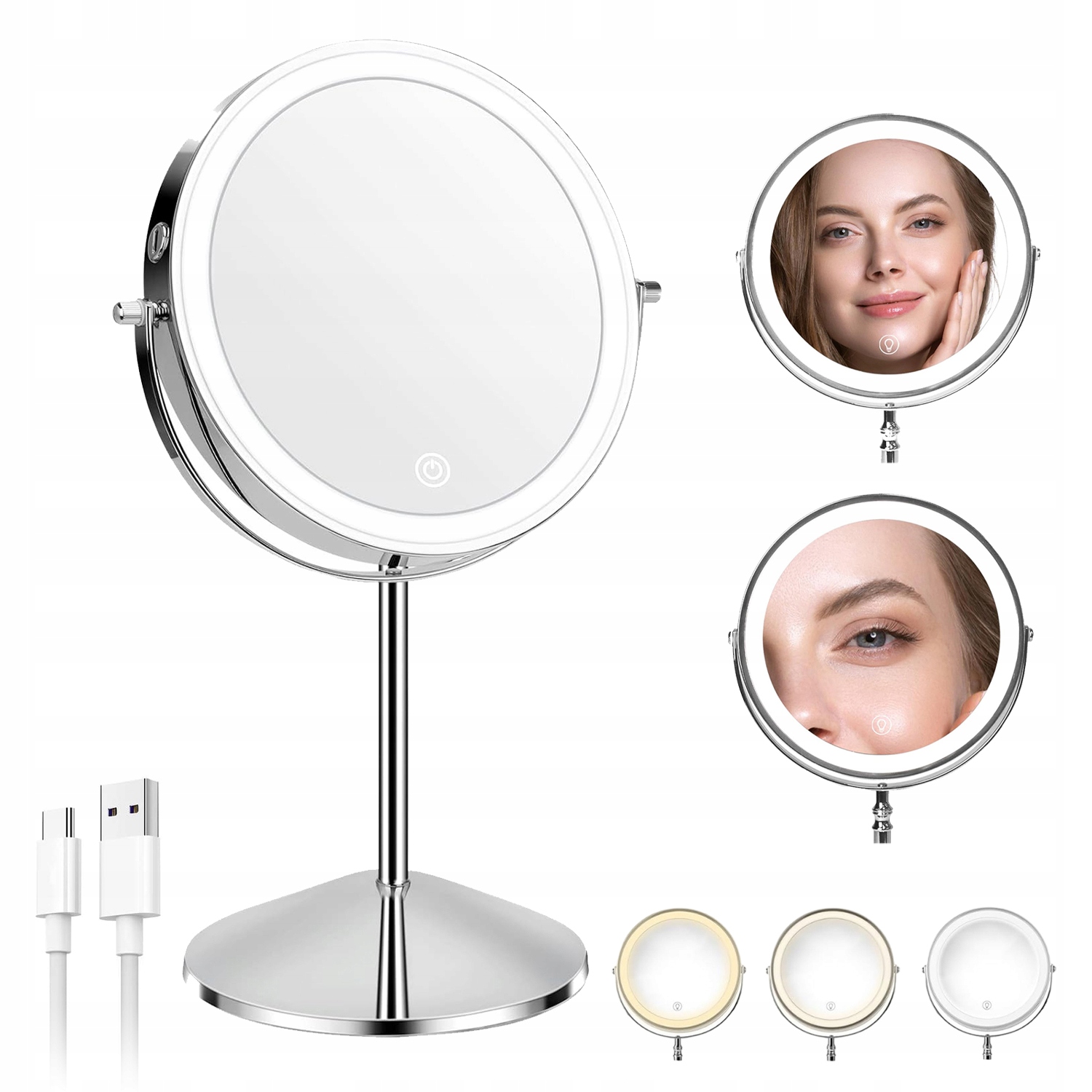 Kosmetické Led Podsvícené Zrcadlo S Zvětšovacím 1 X 10 X Zrcadlo 3 Kol