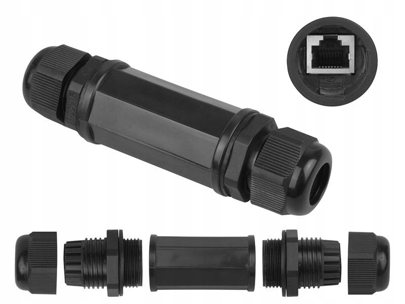

Mufa RJ-45 kat. 6 Wodoodporna IP68 Beczka Łącznik