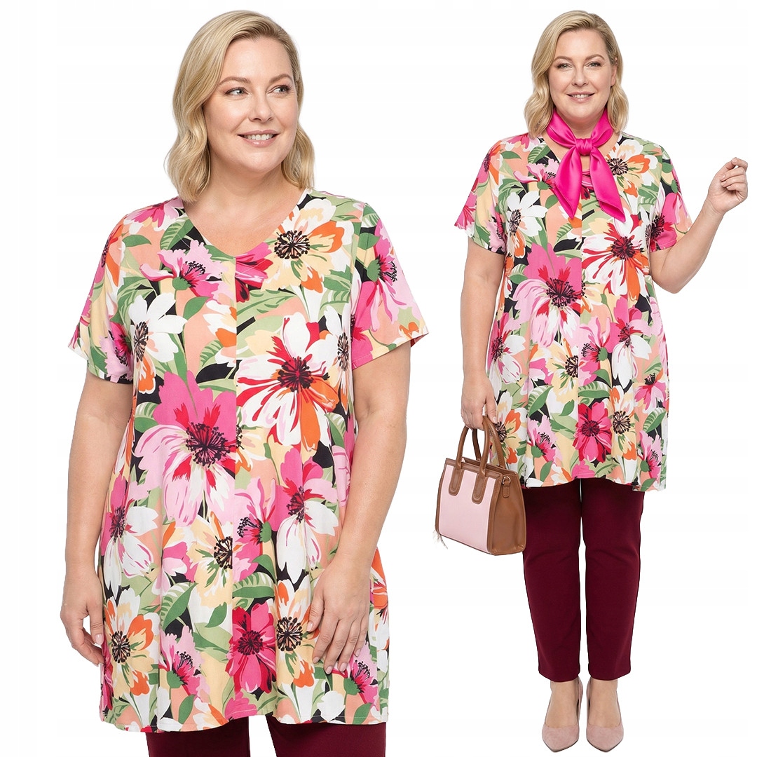Barevná tunika s květinami plus size velikost 50