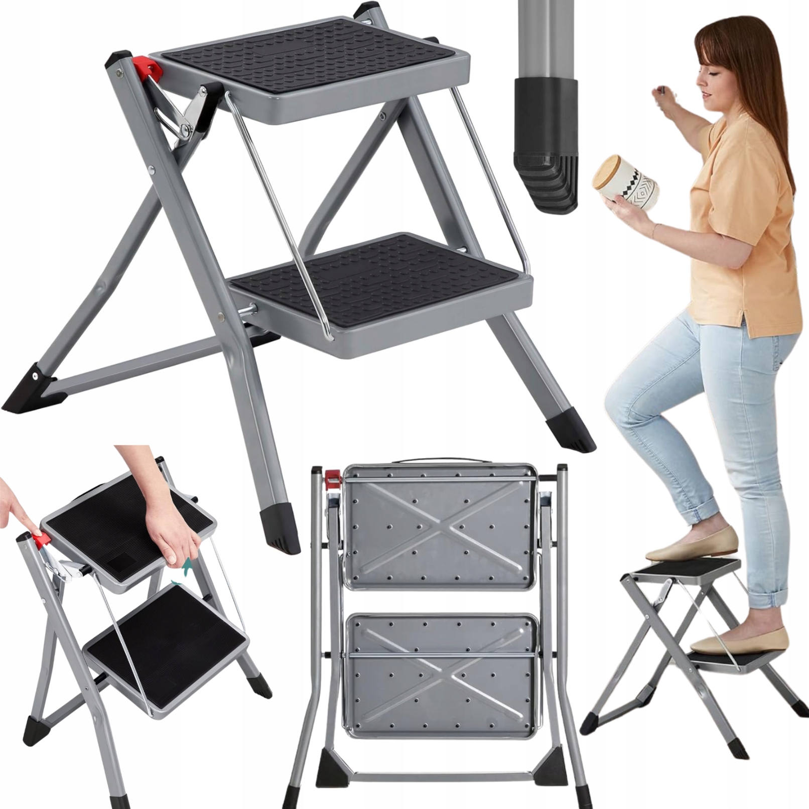 Žebřík 2 stupně protiskluzový 150 kg pro dům Schody Žebřík