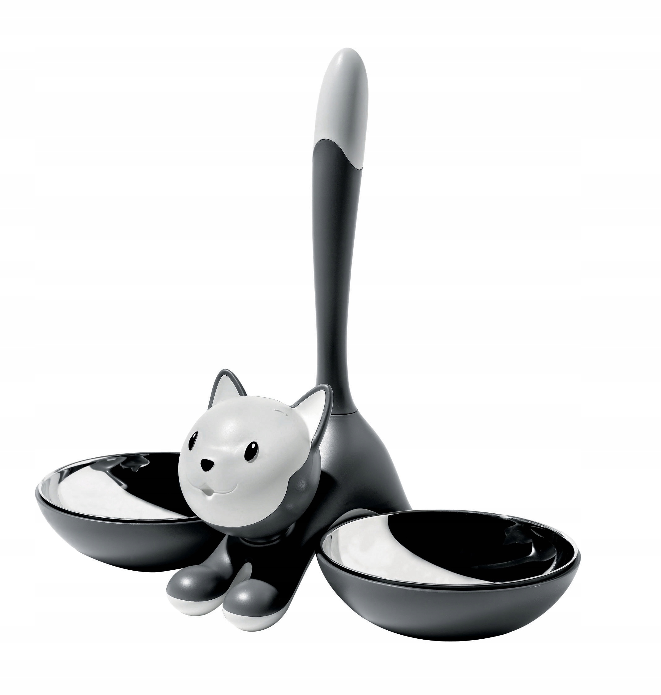 Levně Alessi Tigrito Dvojitá miska pro kočky šedá