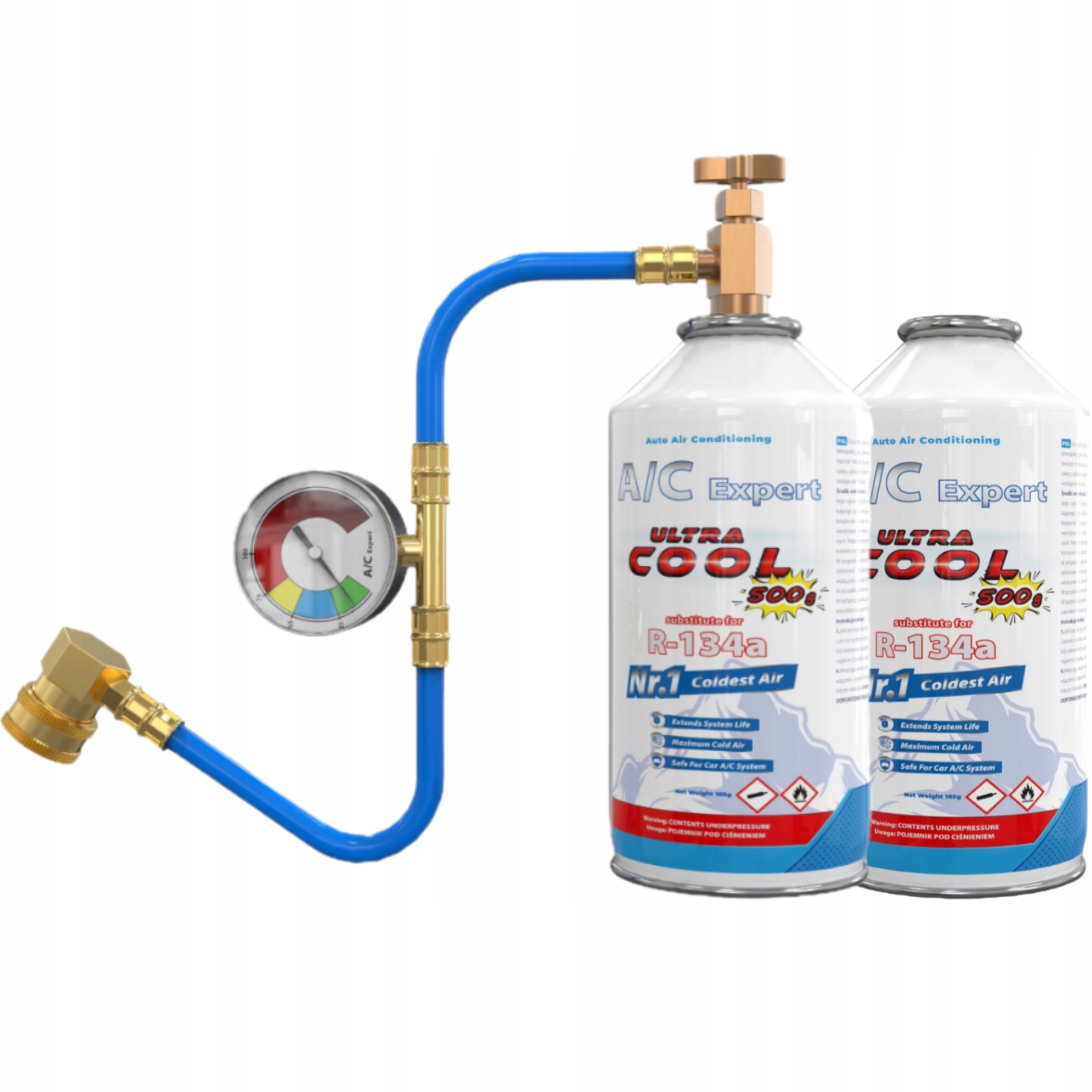 Dvojitý set R134a manometr 2x faktor Servis klimatizace Ac Expert