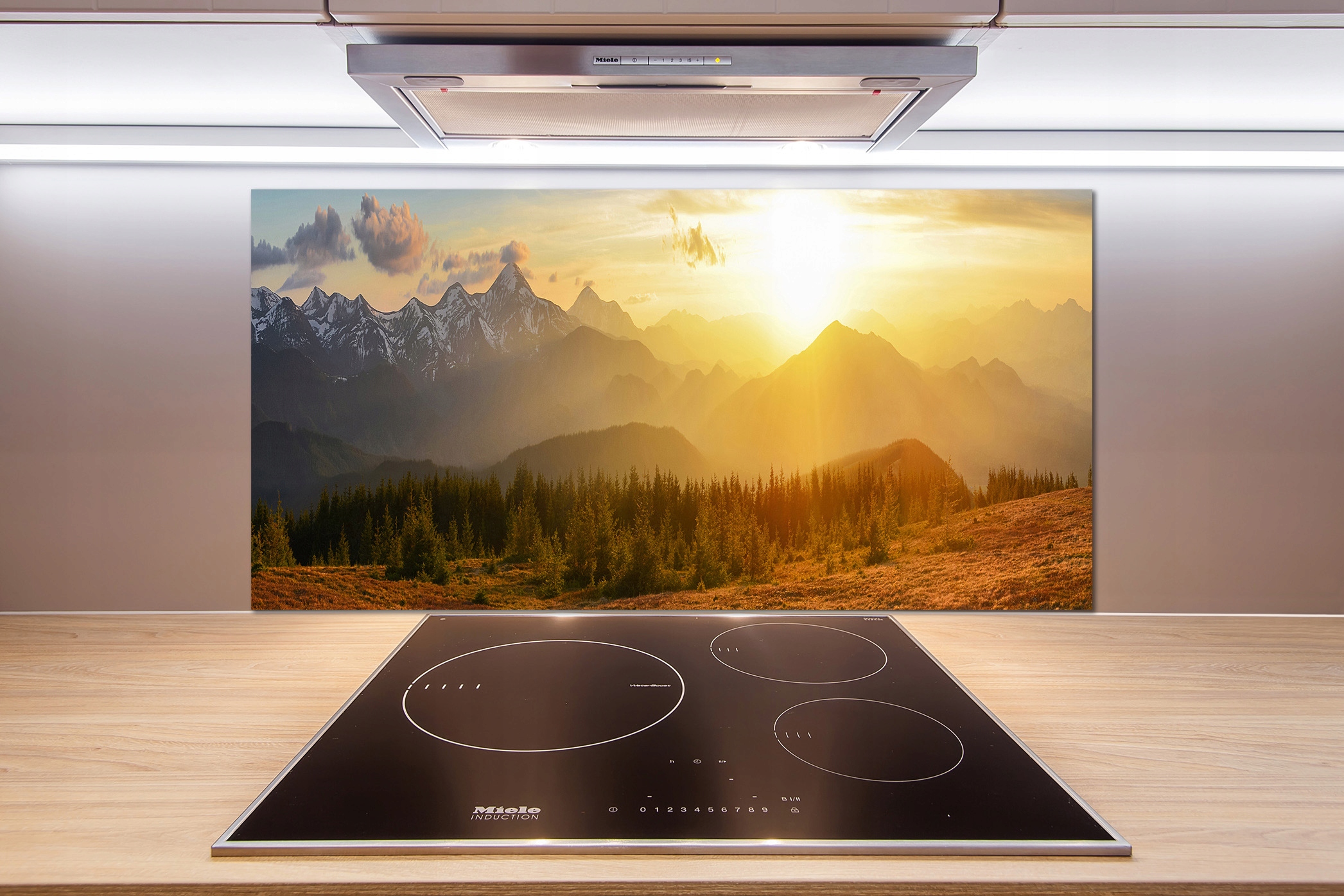 

Panel do kuchni Zachód słońca góry 100x50 + Klej
