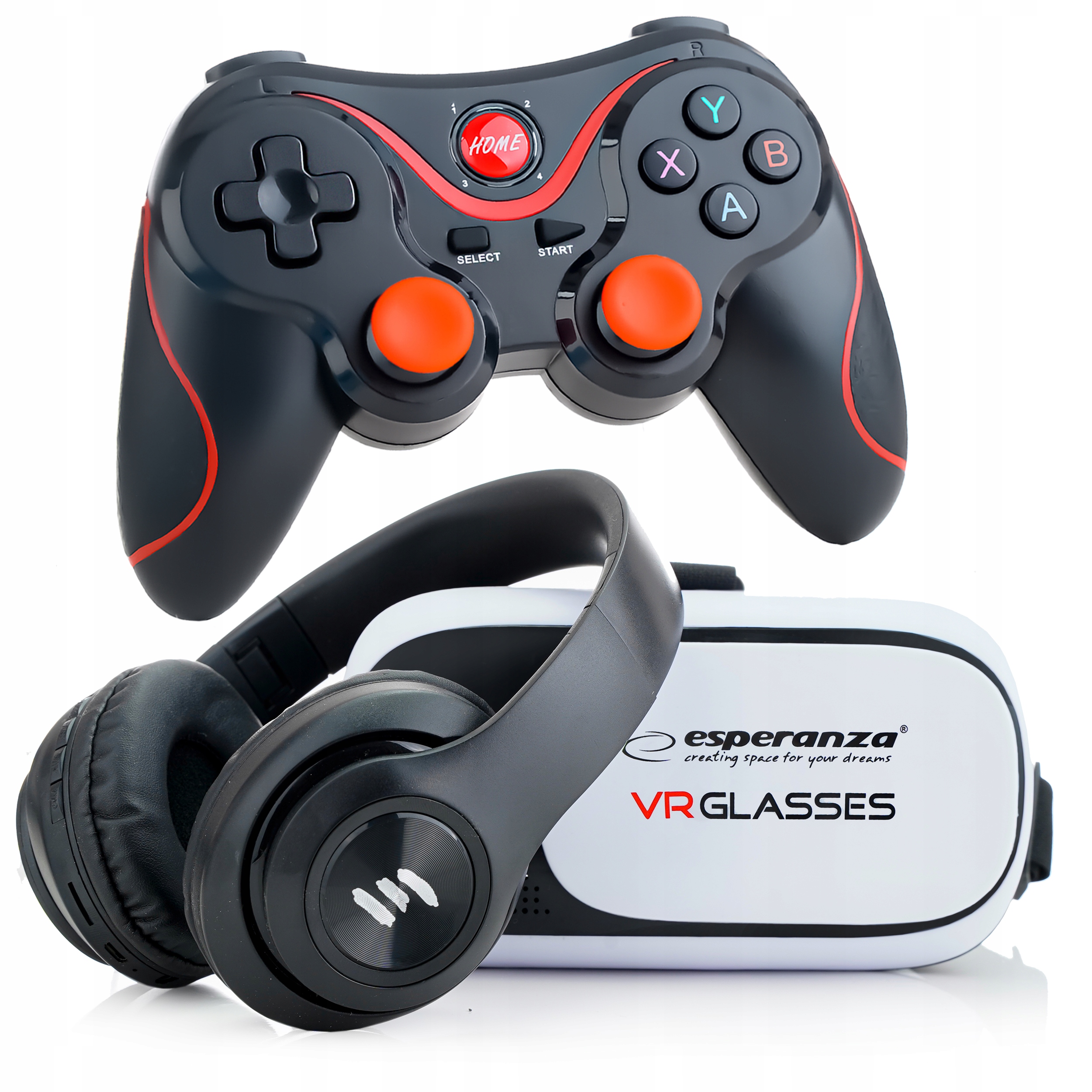 GOGLE OKULARY 3D VR DO TELEFONU Z KONTROLEREM BT