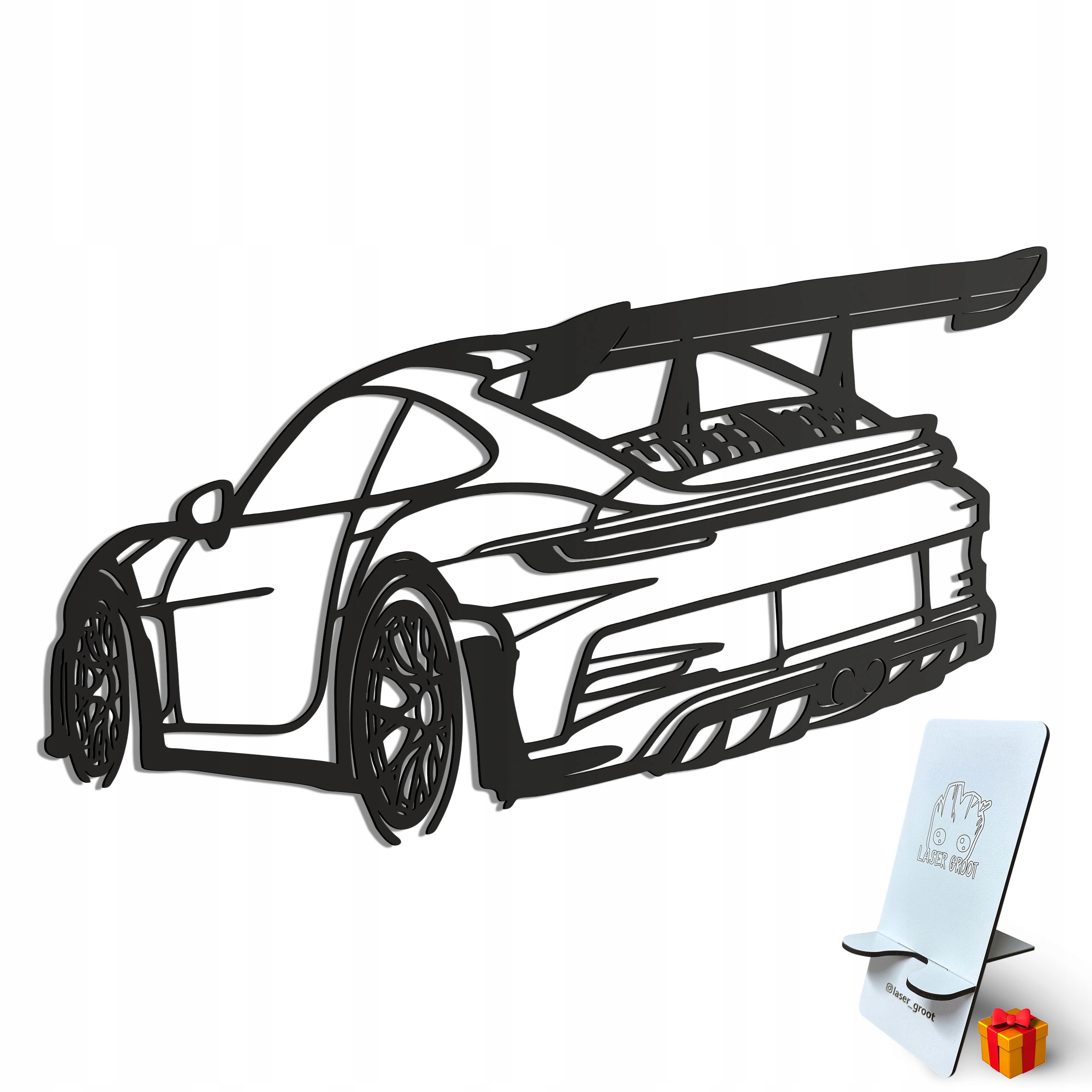 Dřevěný 3D obraz Porsche 911 line Nástěnná Dekorace Dárek XL
