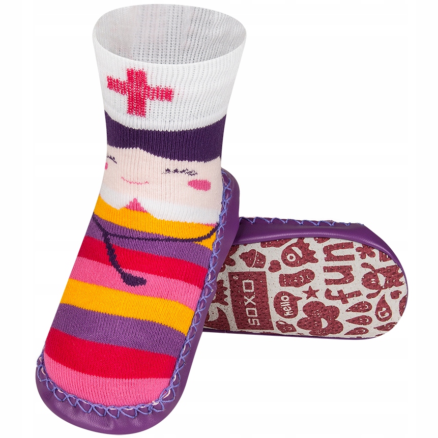 

Kapcie dziecięce Soxo ze skórzaną podeszwą szpital