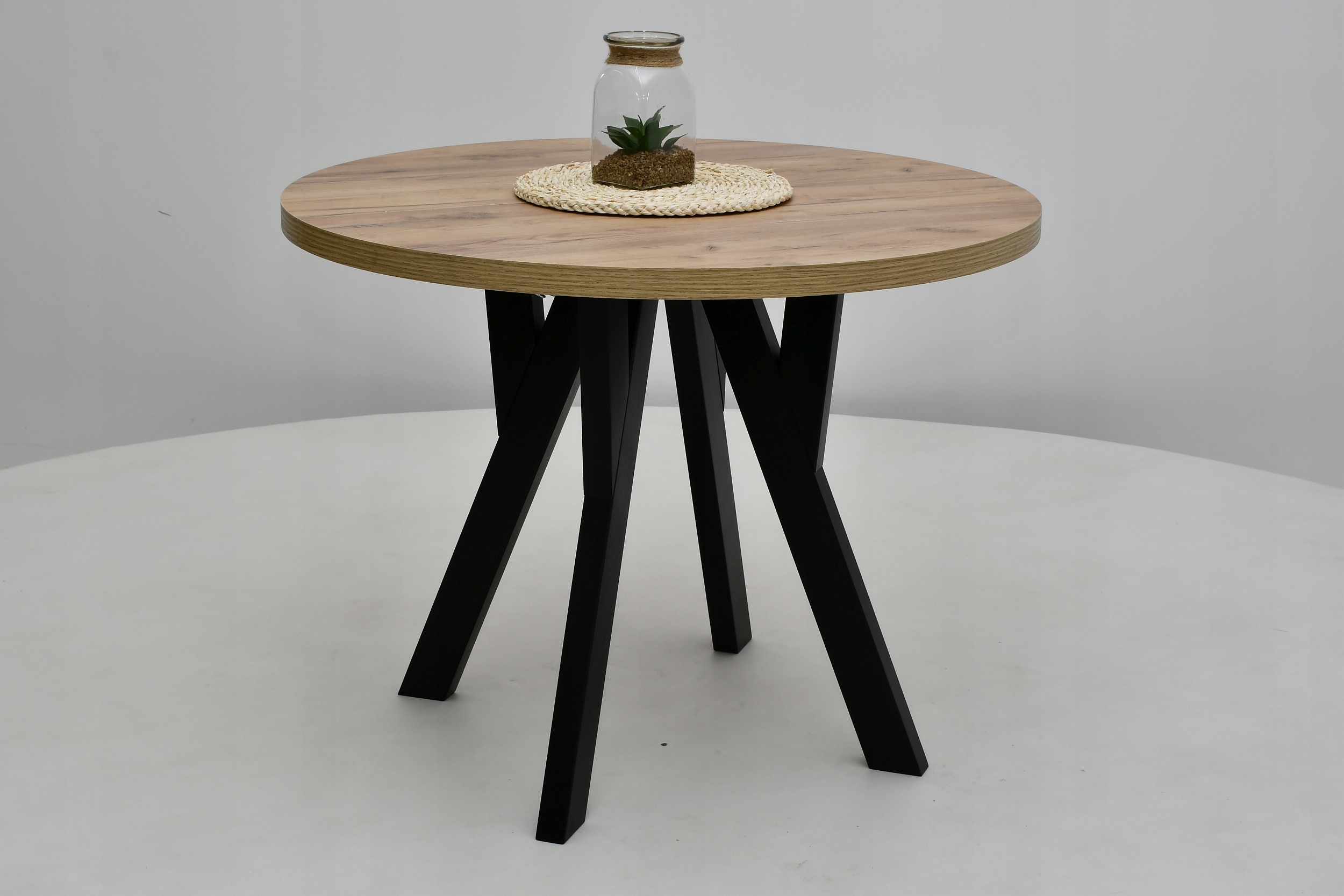 ŚLICZNY LOFTOWY KOMPLET, OKRĄGŁY STÓŁ +KRZESŁA PRL Szerokość stołu 100 cm