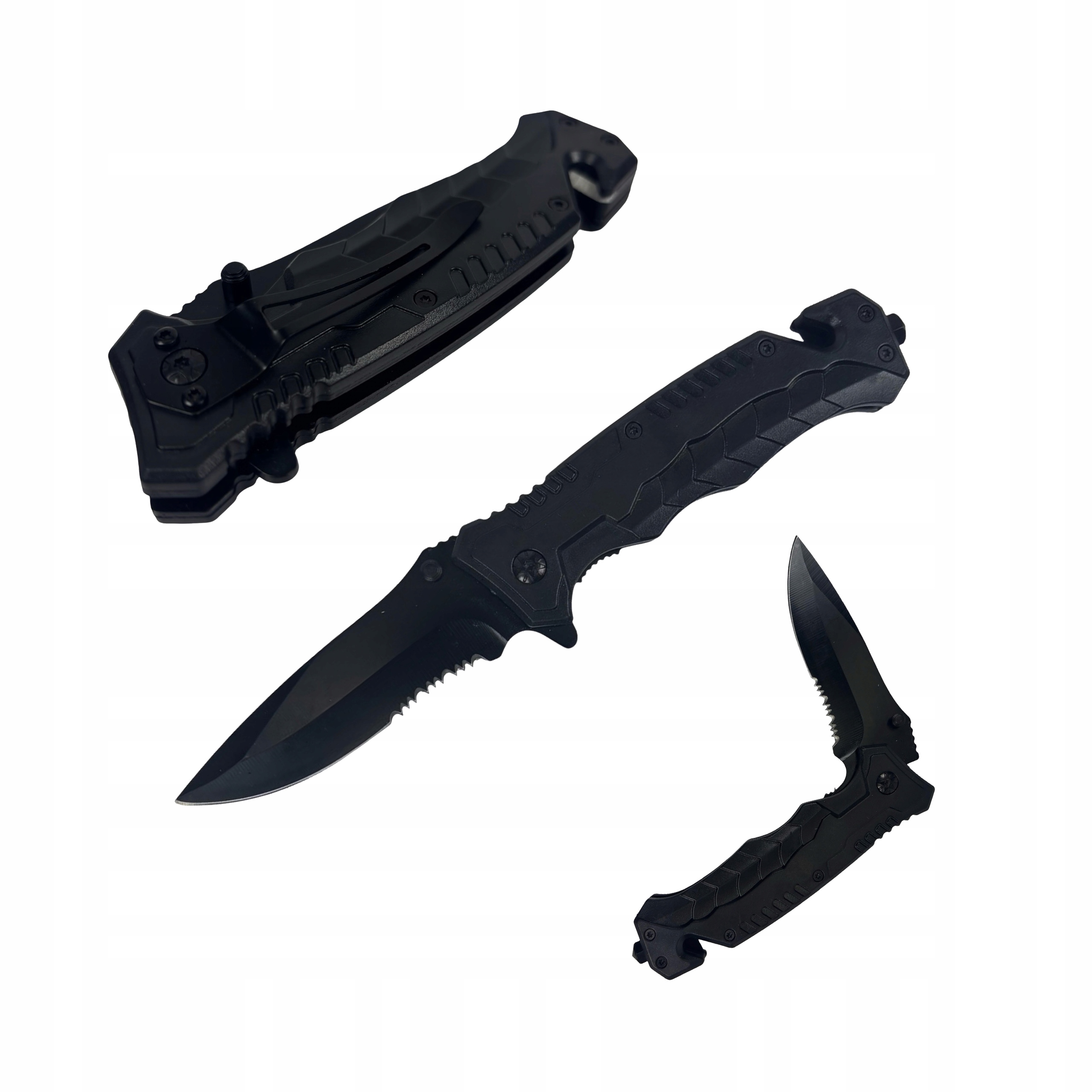 Nóż Ratunkowy Składany Scyzoryk 22 cm (dł. ostrza 8 cm) z Klipsem