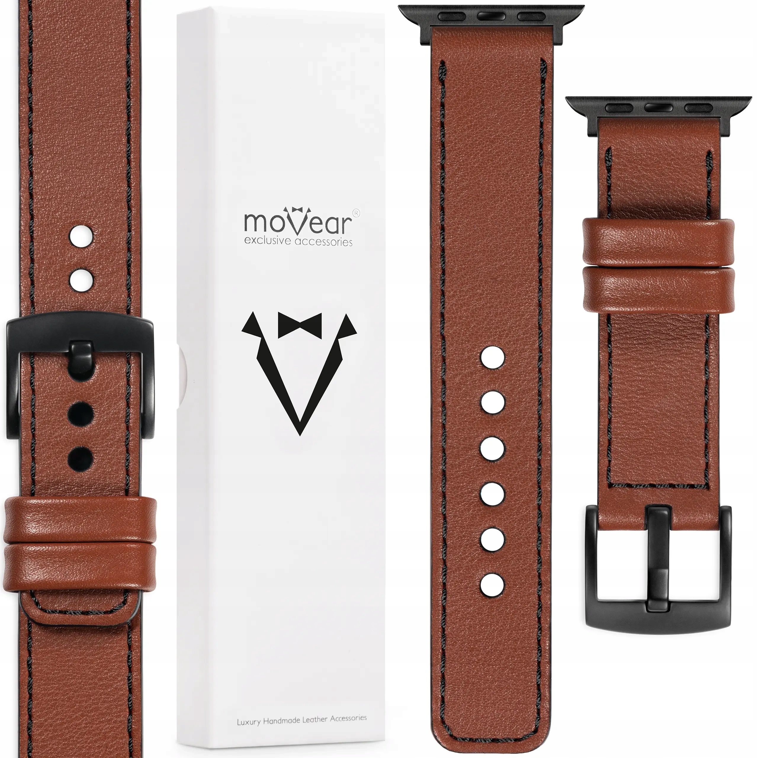 Kožený řemínek pro Apple Watch 10 9 8 7 6 5 4-1 Se 42-40 mm Ručně vyrobený Movear