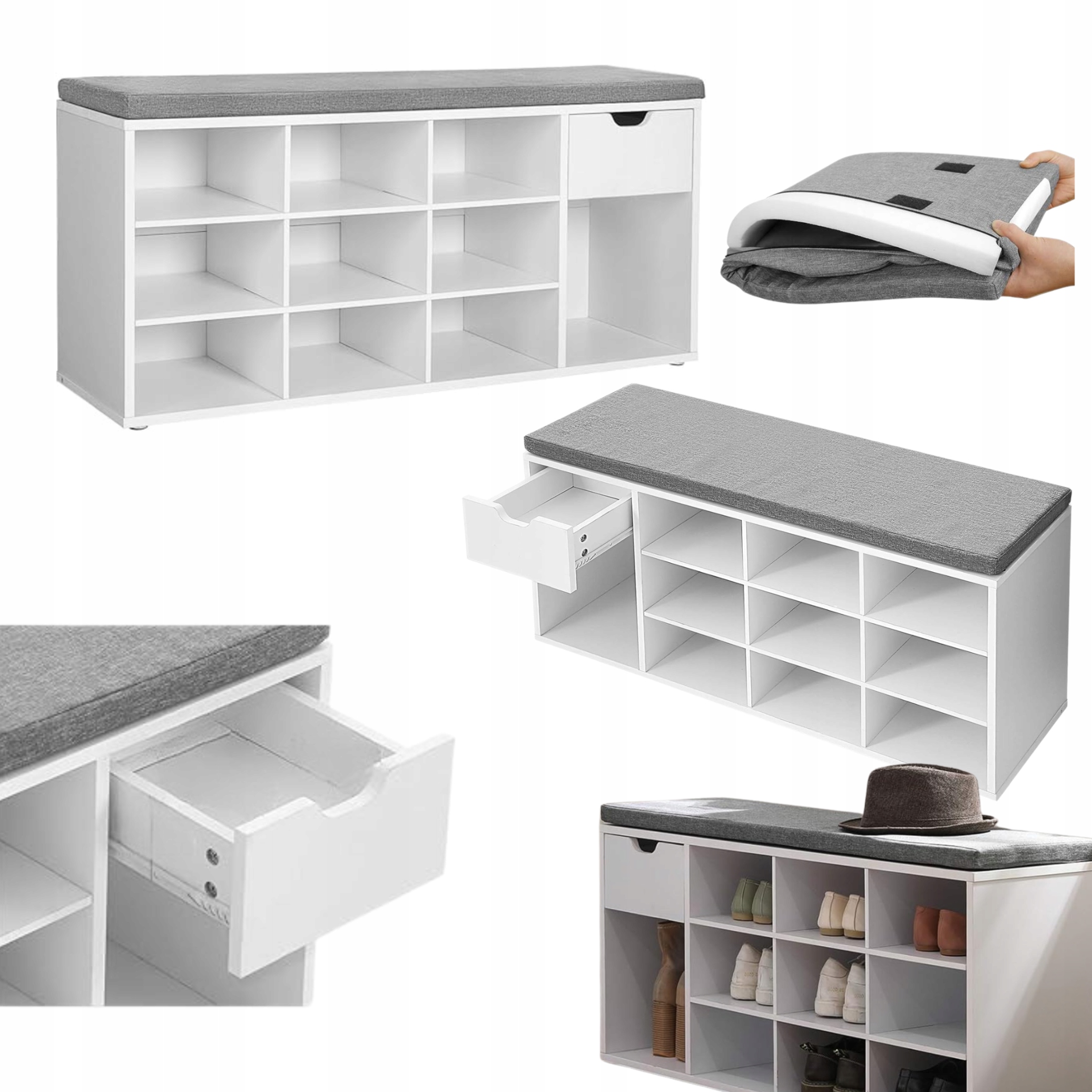 Regál na topánky Biela Sedadlo do predsiene Organizér Stojan Lavica