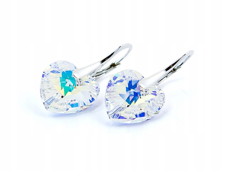 Srebrne Kolczyki 925 z kr. Swarovski Serca 14mm