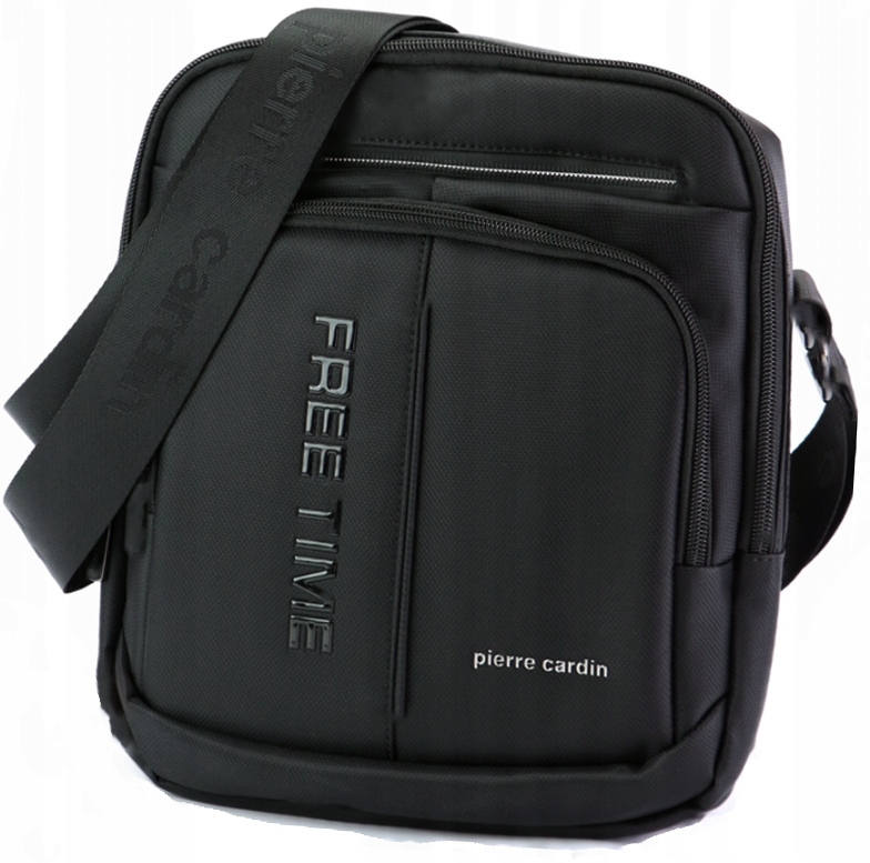 PIERRE CARDIN SASZETKA MĘSKA NA RAMIĘ TORBA LISTONOSZKA CZARNY